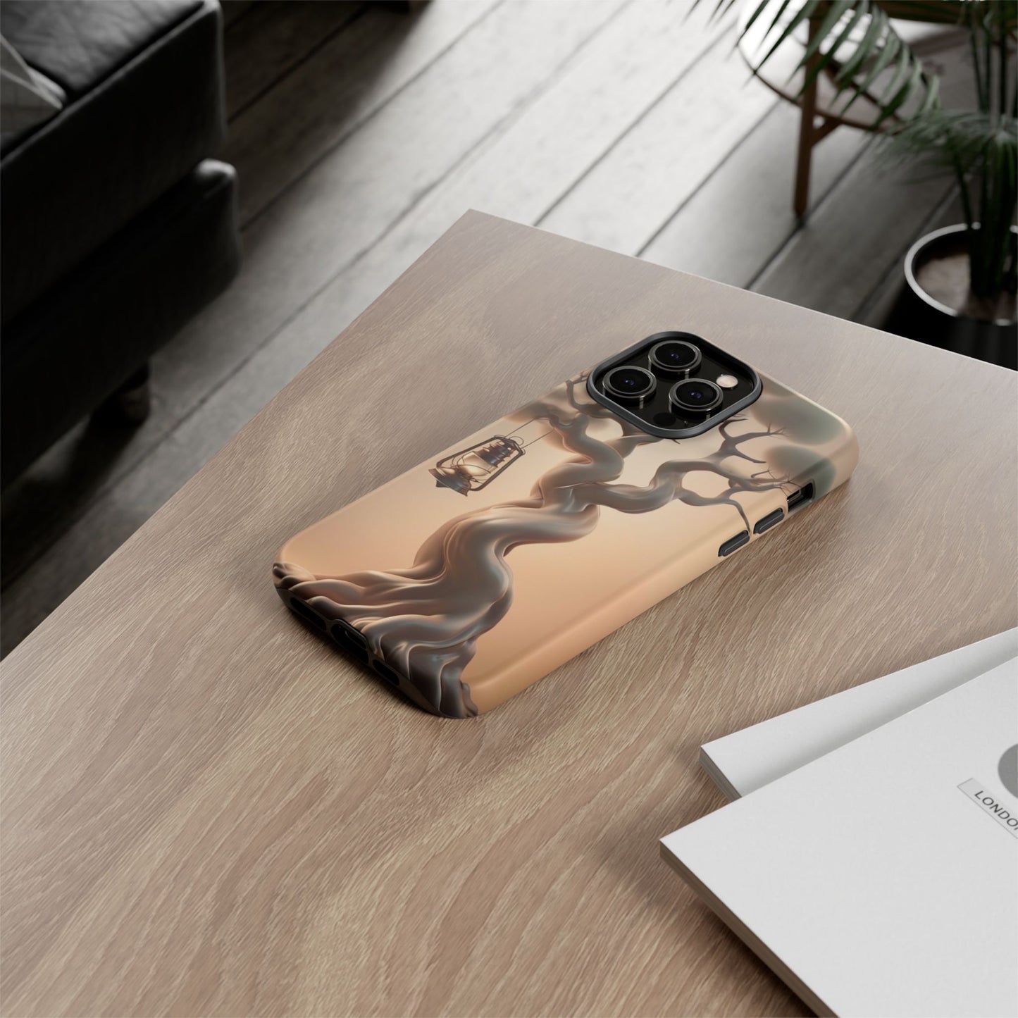 Phone Case Whispers of Hope – Elegant Tree & Lantern - Unique Nature-Inspired Design