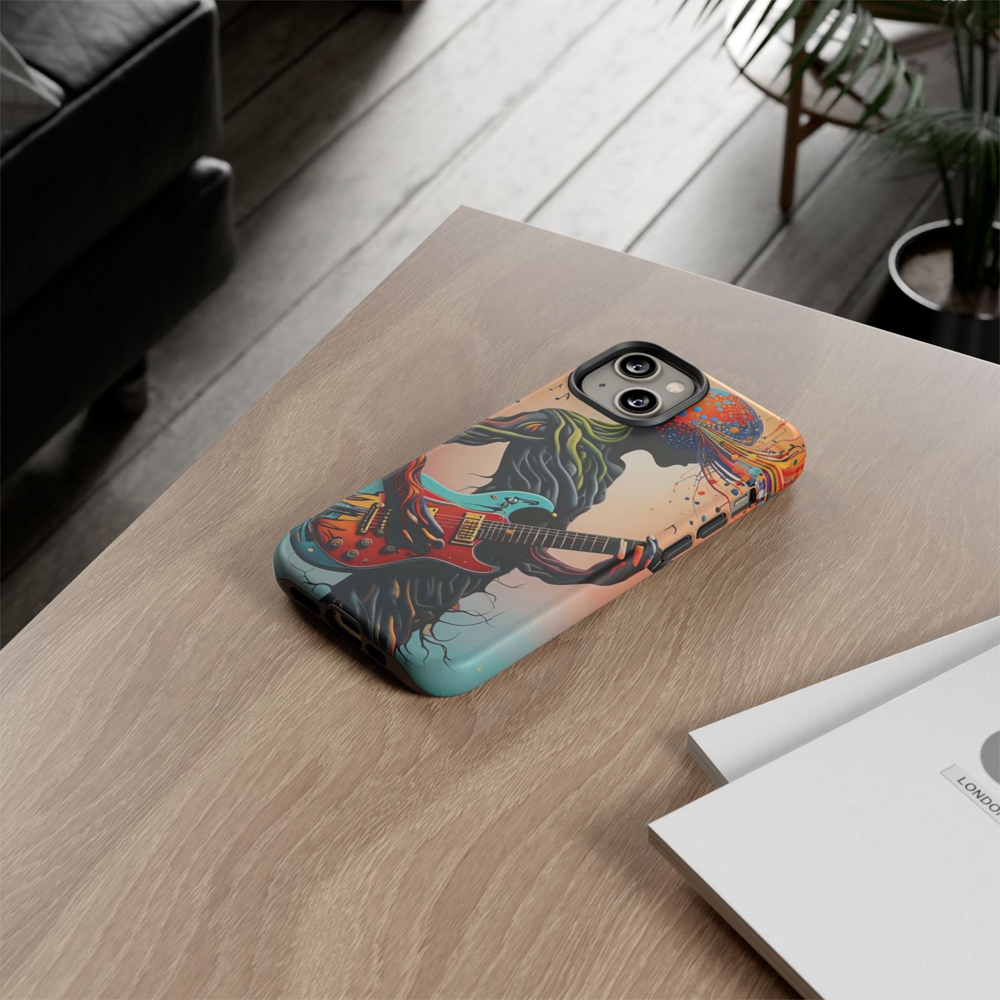 Phone Case Psychedelic Tree Guitarist – Abstract Music Art Cover
