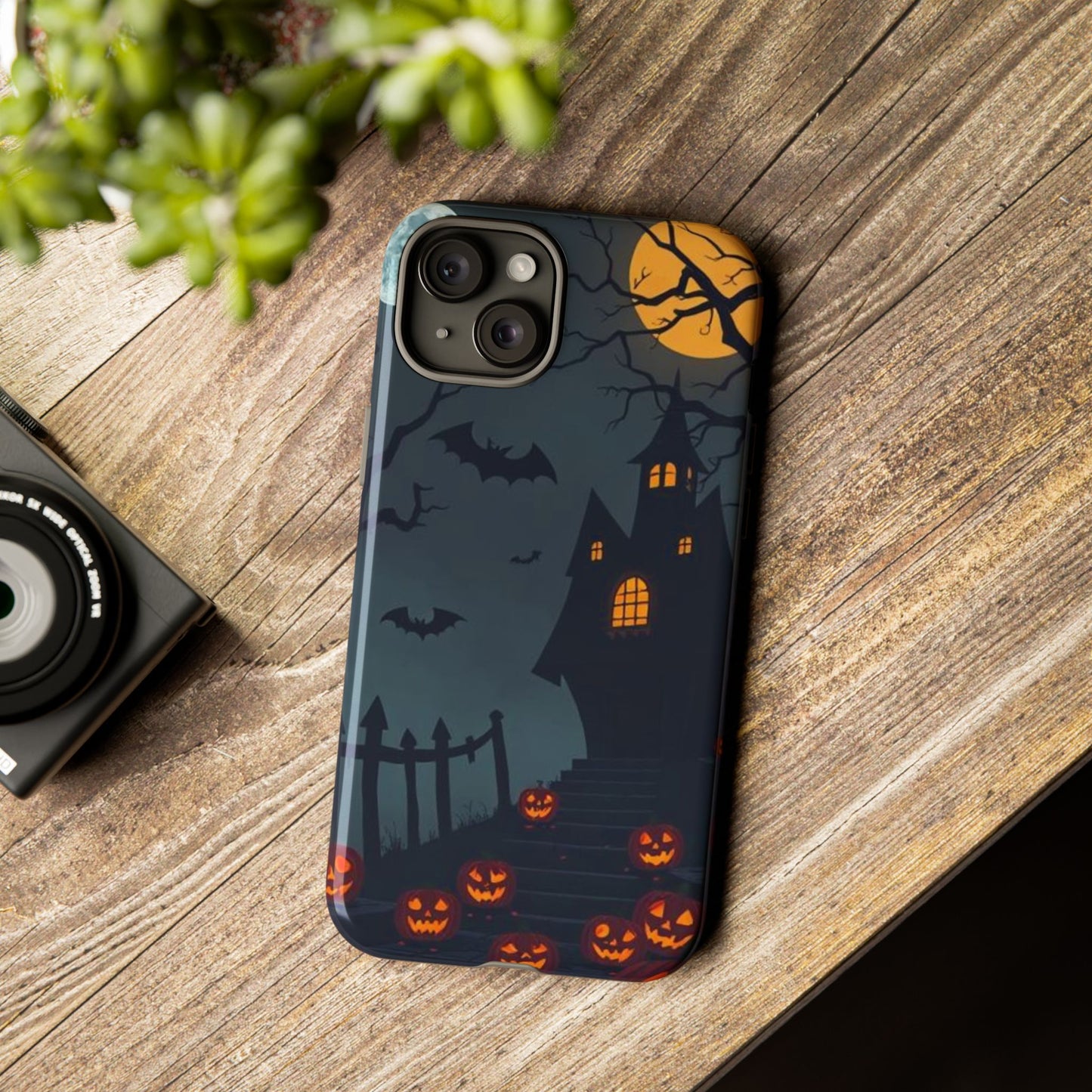 Halloween Haunted House & Jack-o'-Lantern Phone Case – Spooky Fall Phone Accessory