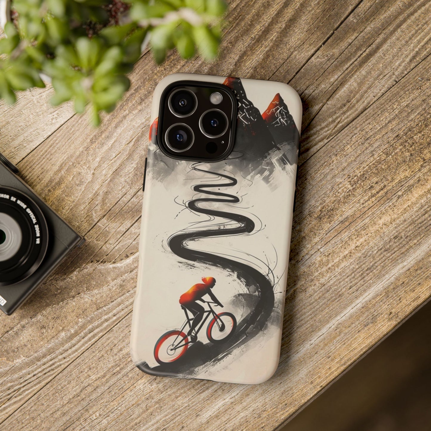 Phone Case Cyclist Climbing Mountain Road – Outdoor Adventure Protective Cover