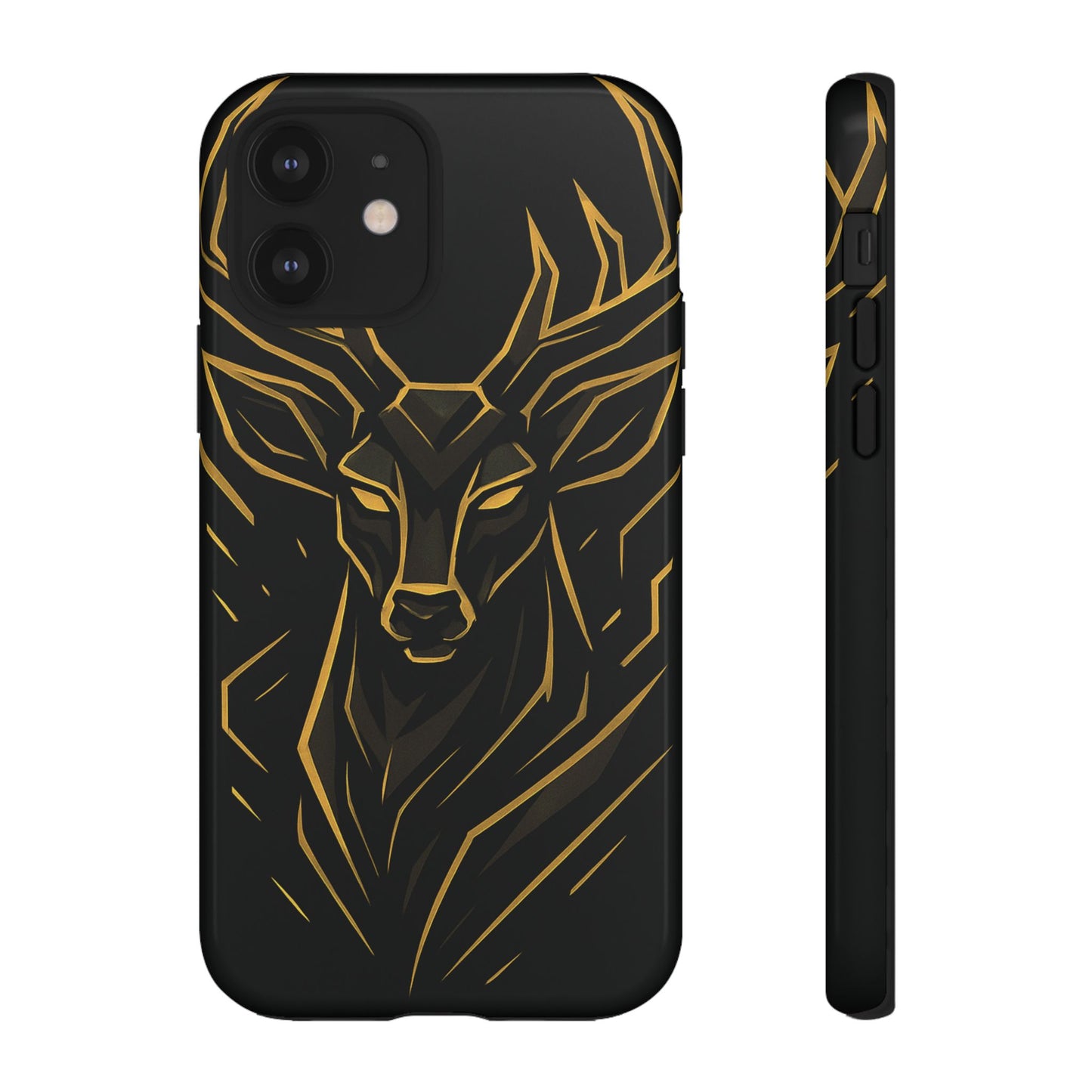 Phone Case with Black and Gold Deer Design – Elegant & Sophisticated Style