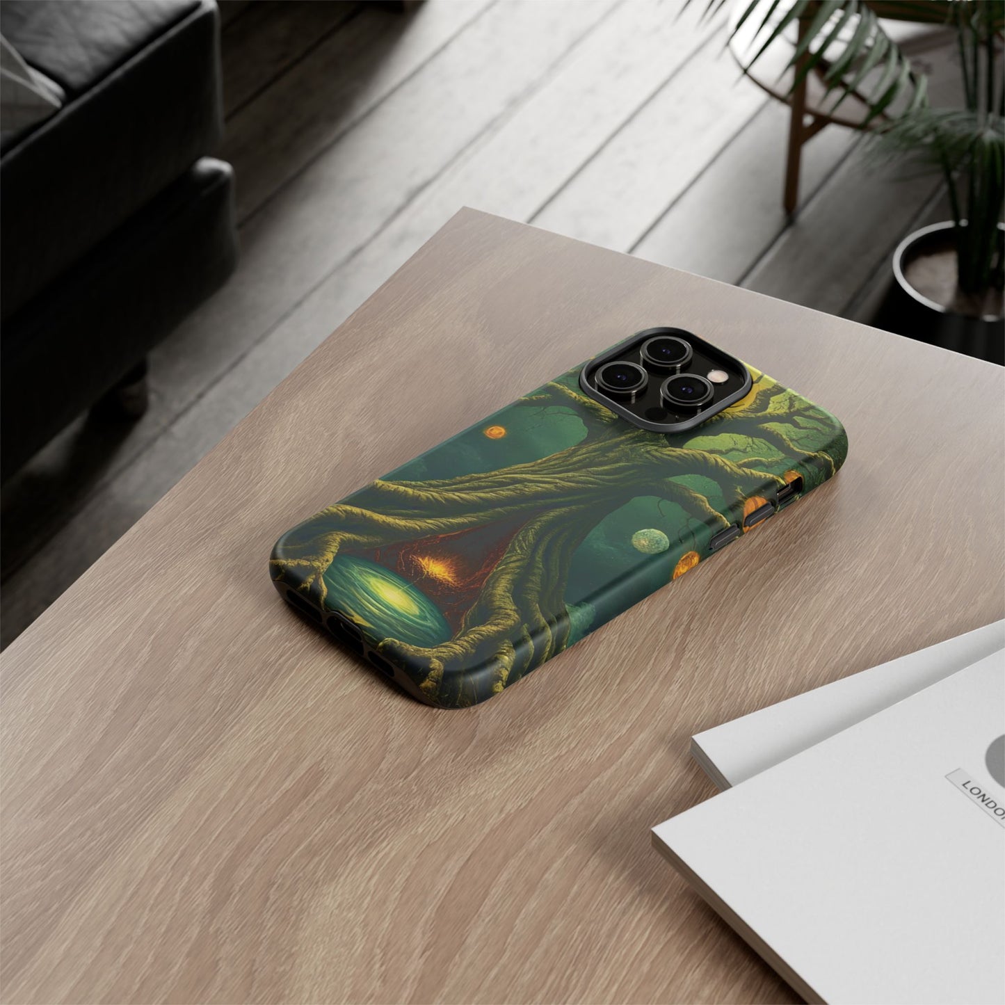 Phone Case Fantasy Tree Universe – Artistic iPhone Cover with Cosmic Design