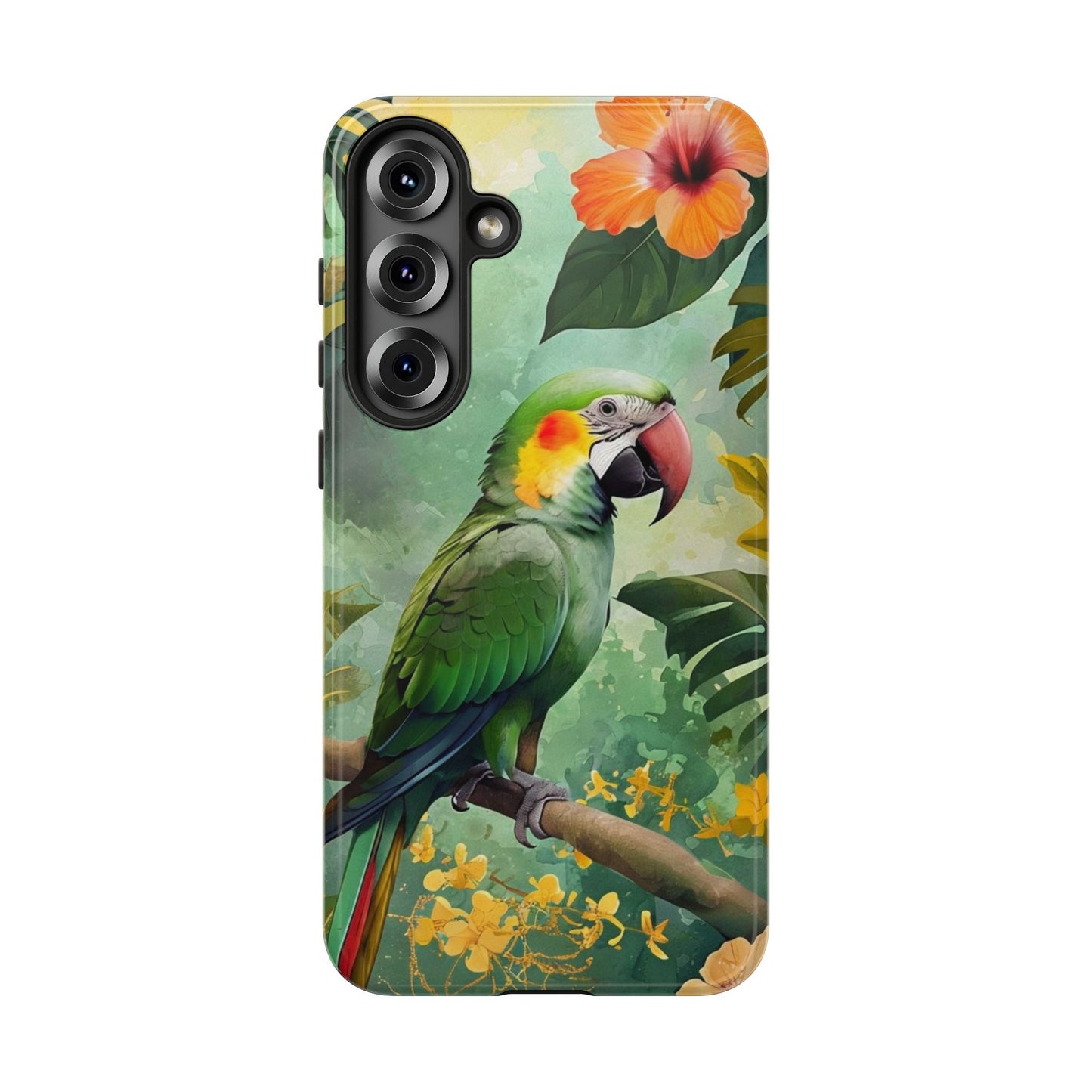 Phone Case Parrot – Vibrant Tropical Bird Art - Dual-Layer Shockproof Protection