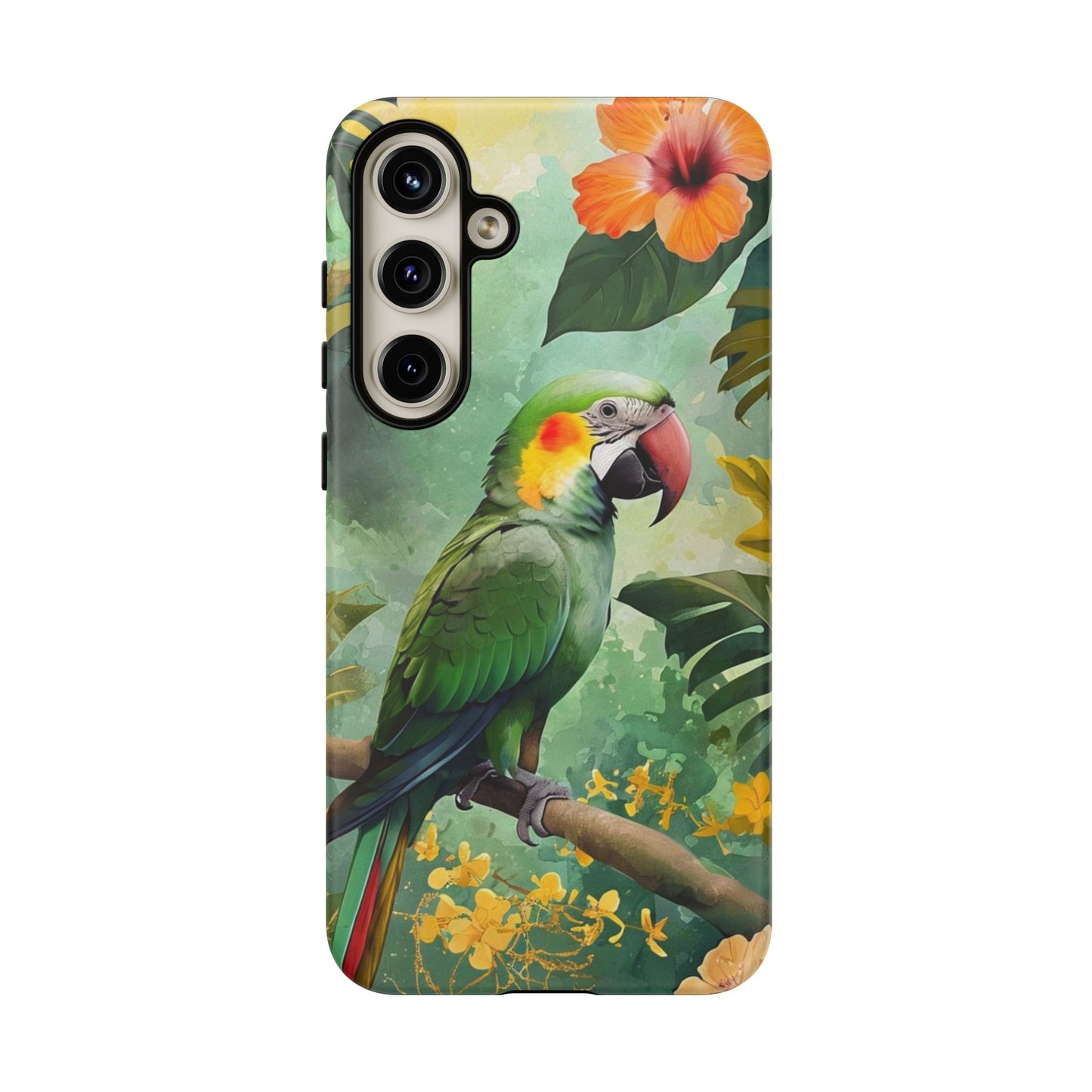 Phone Case Parrot – Vibrant Tropical Bird Art - Dual-Layer Shockproof Protection