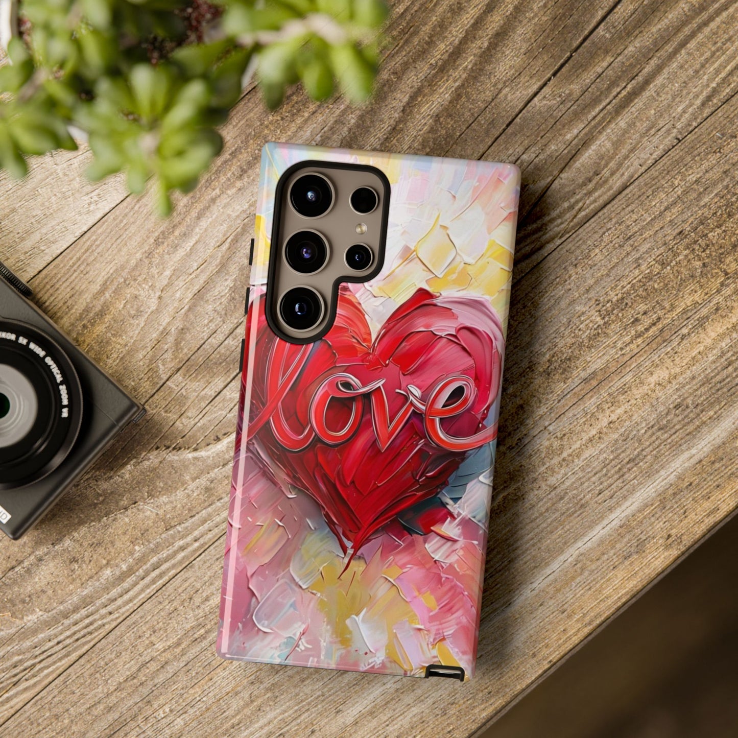 Love Heart Phone Case with Colorful Brush Strokes – Artistic & Romantic Design