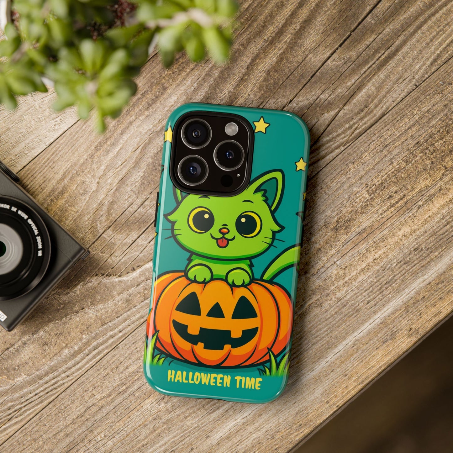 Cute Halloween Cat Phone Case with Jack-O'-Lantern Design – Perfect for Fall
