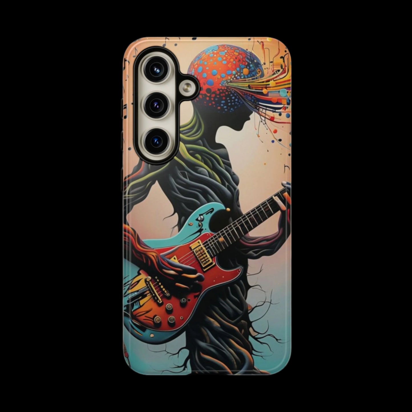 Phone Case Psychedelic Tree Guitarist – Abstract Music Art Cover