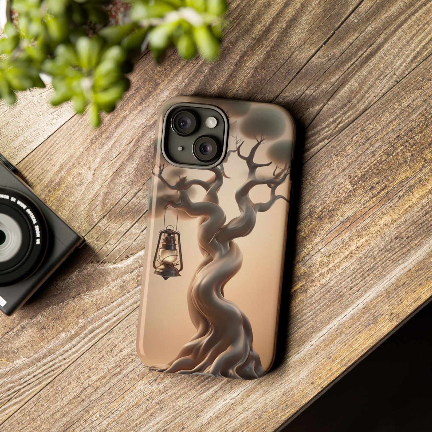 Phone Case Whispers of Hope – Elegant Tree & Lantern - Unique Nature-Inspired Design