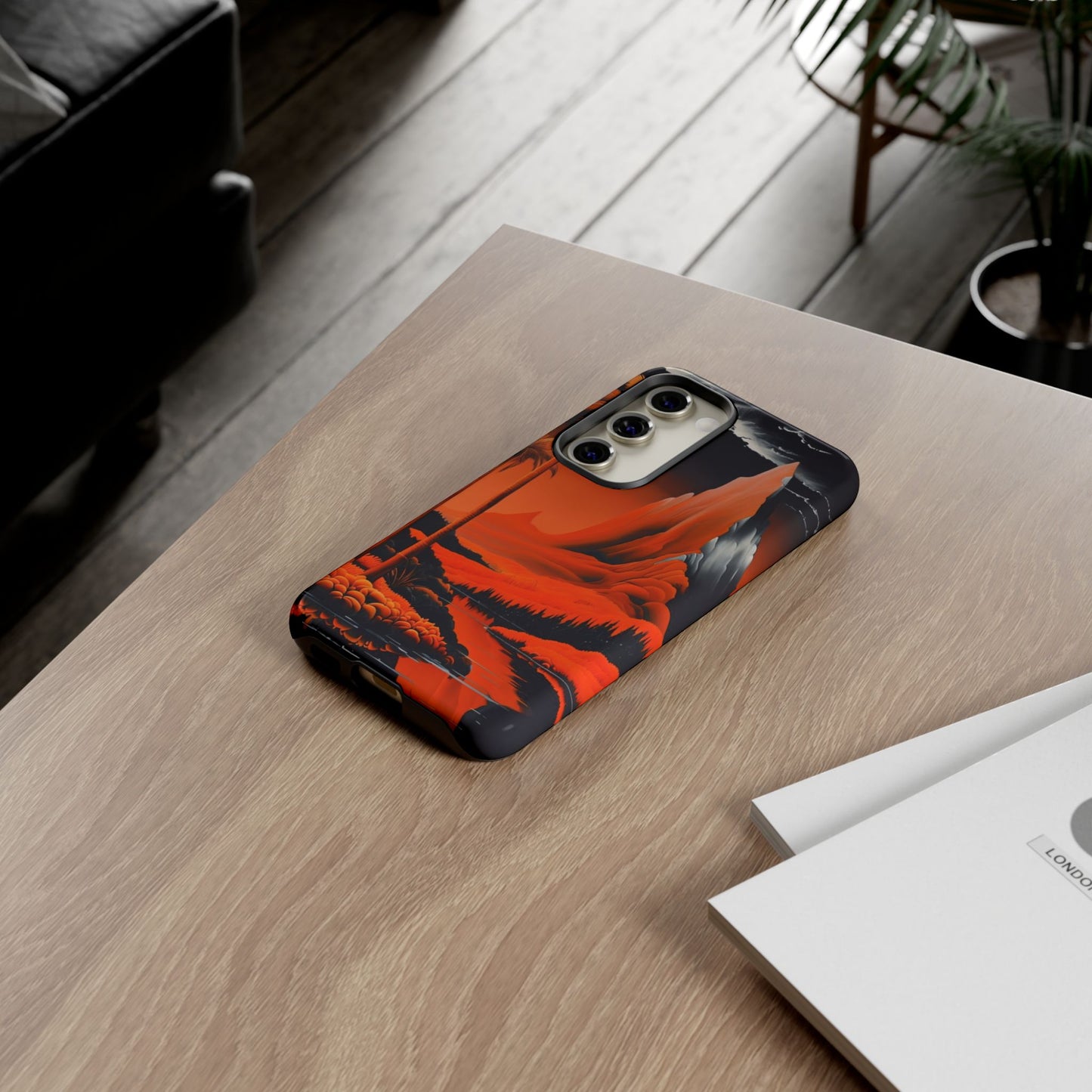Phone Case Tropical Sci-Fi – Futuristic Red Jungle & Mountain Art Cover