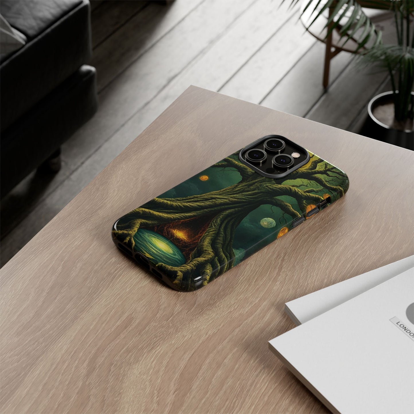 Phone Case Fantasy Tree Universe – Artistic iPhone Cover with Cosmic Design