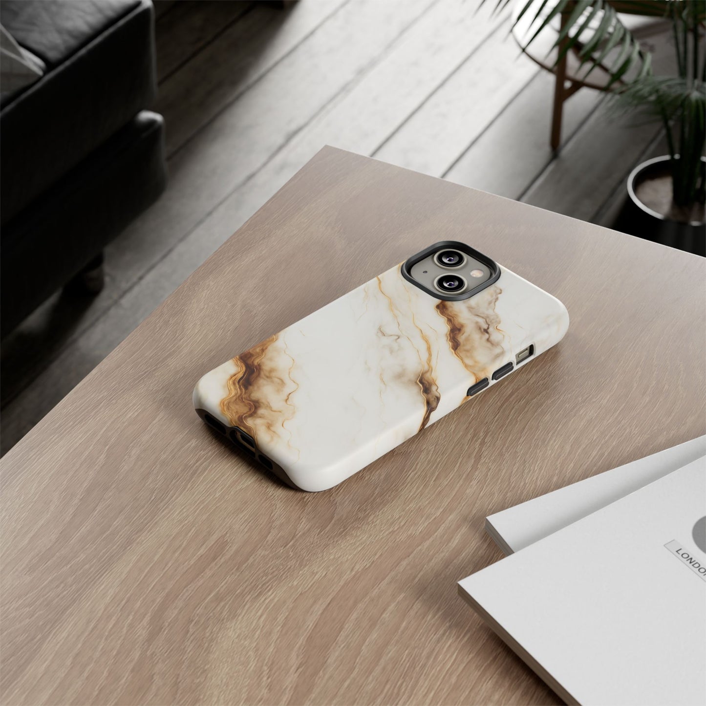 Phone Case Marble – Elegant Luxury Phone Cover, Sleek Design, Brown Beige Marble Pattern