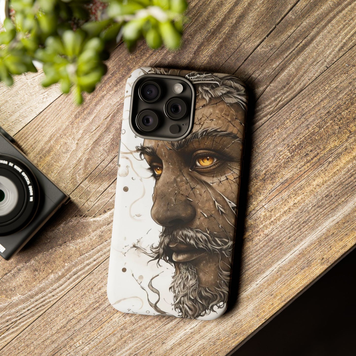 Phone Case Mystical Deity Portrait with Powerful Serene Expression and Ethereal Hues