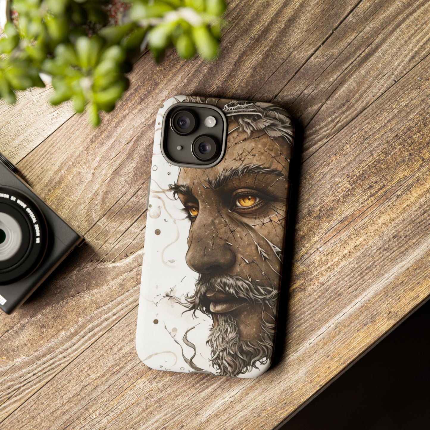 Phone Case Mystical Deity Portrait with Powerful Serene Expression and Ethereal Hues