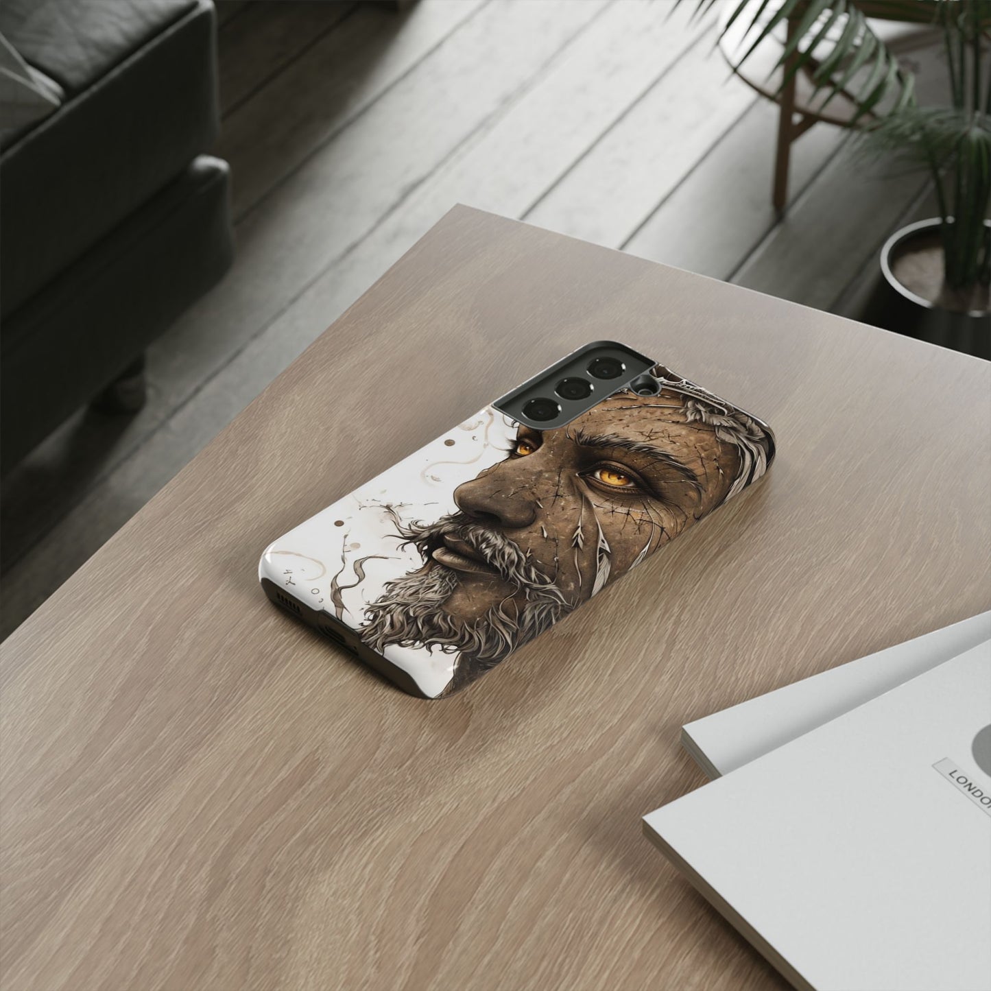Phone Case Mystical Deity Portrait with Powerful Serene Expression and Ethereal Hues