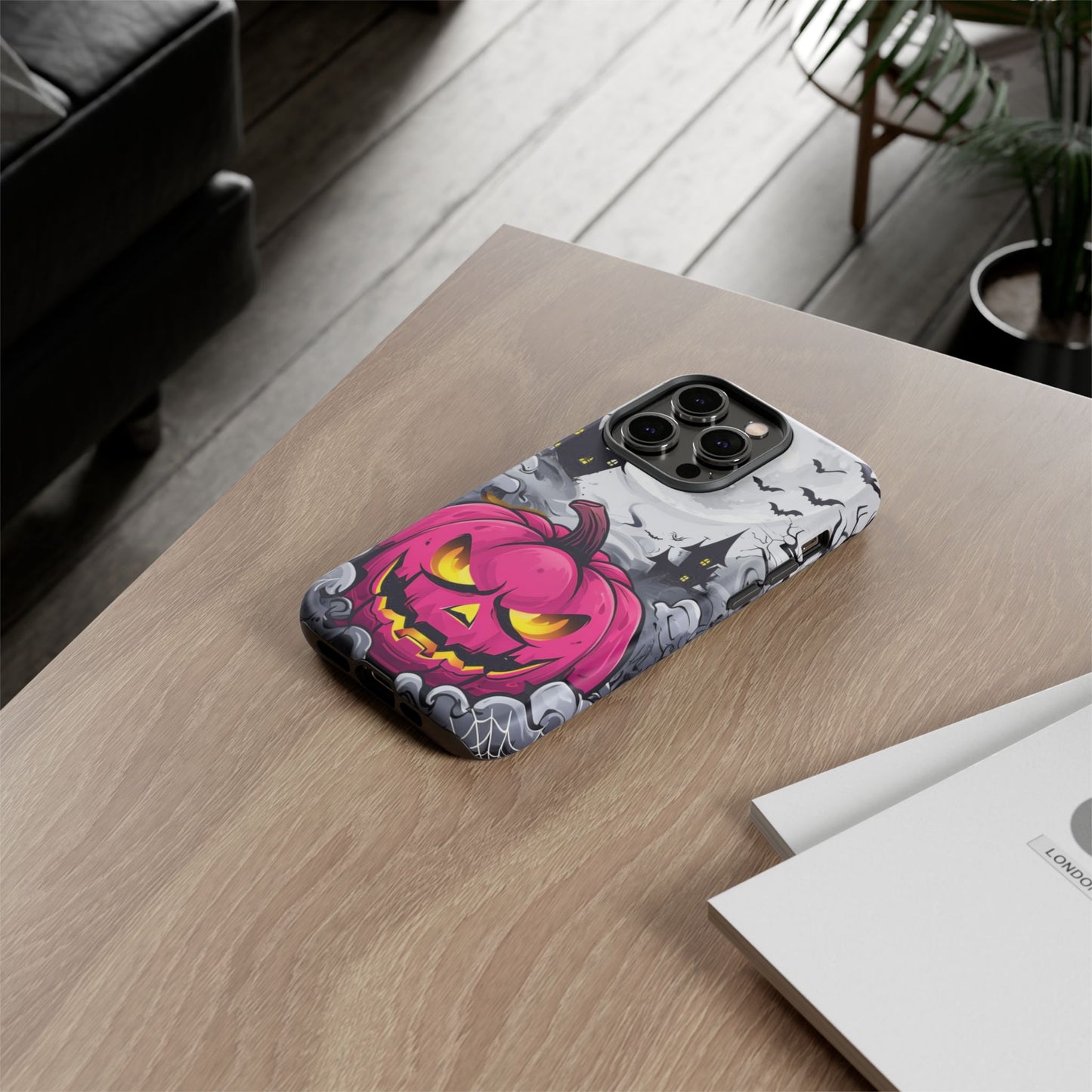 Spooky Halloween Pumpkin Phone Case with Haunted Night Scene – Perfect for Fall & Trick-or-Treating