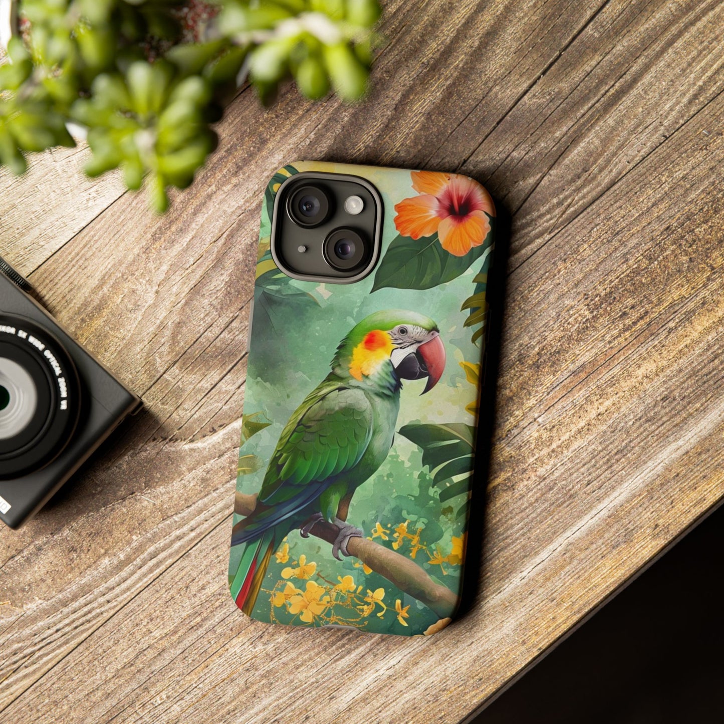 Phone Case Parrot – Vibrant Tropical Bird Art - Dual-Layer Shockproof Protection