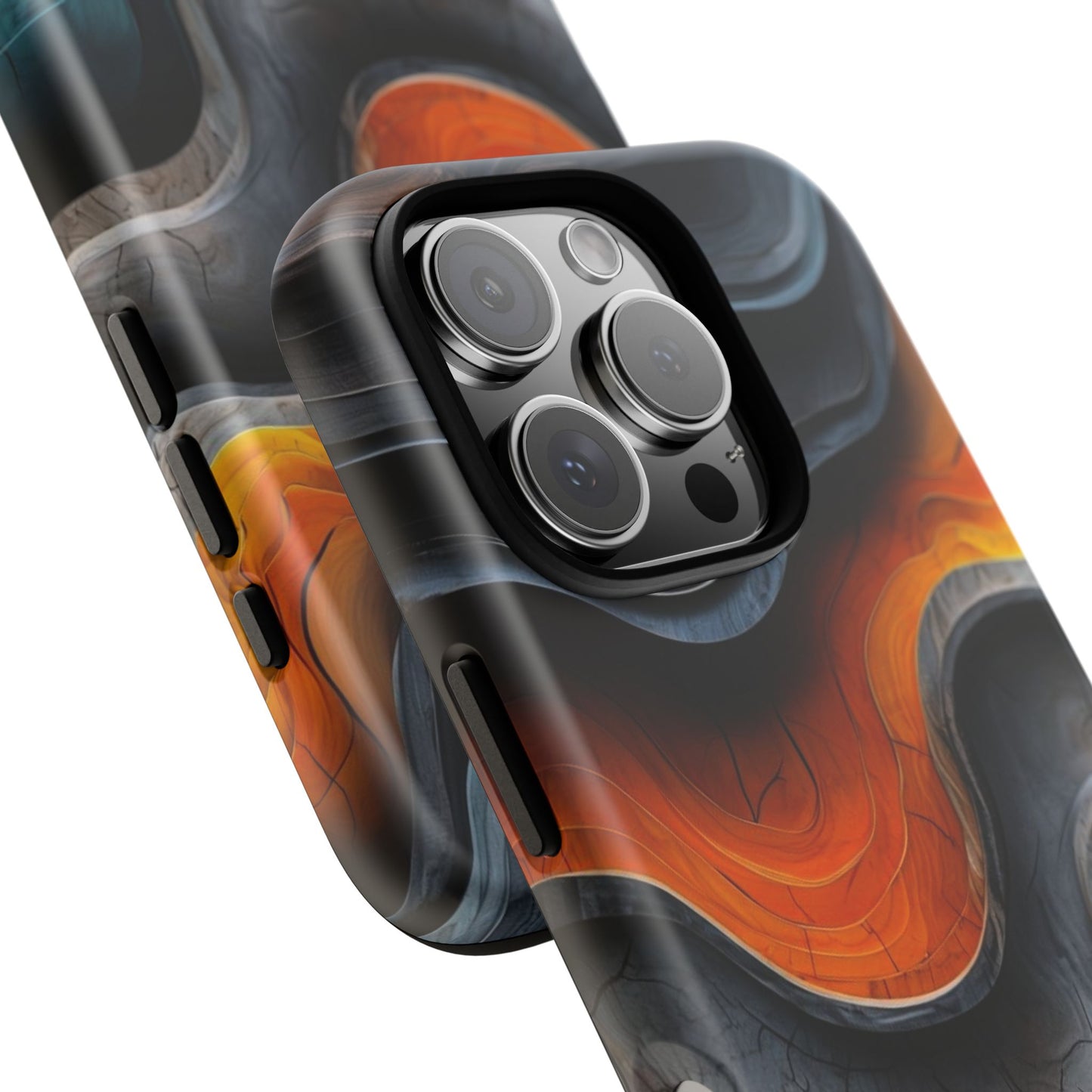 Phone Case Abstract Wave – Aesthetic Orange Teal Black Cover – Case Gift