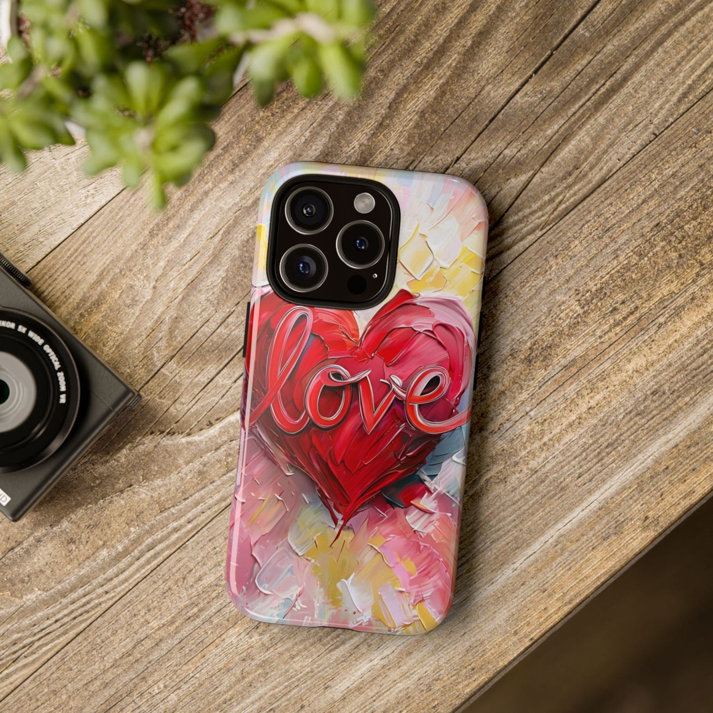 Love Heart Phone Case with Colorful Brush Strokes – Artistic & Romantic Design