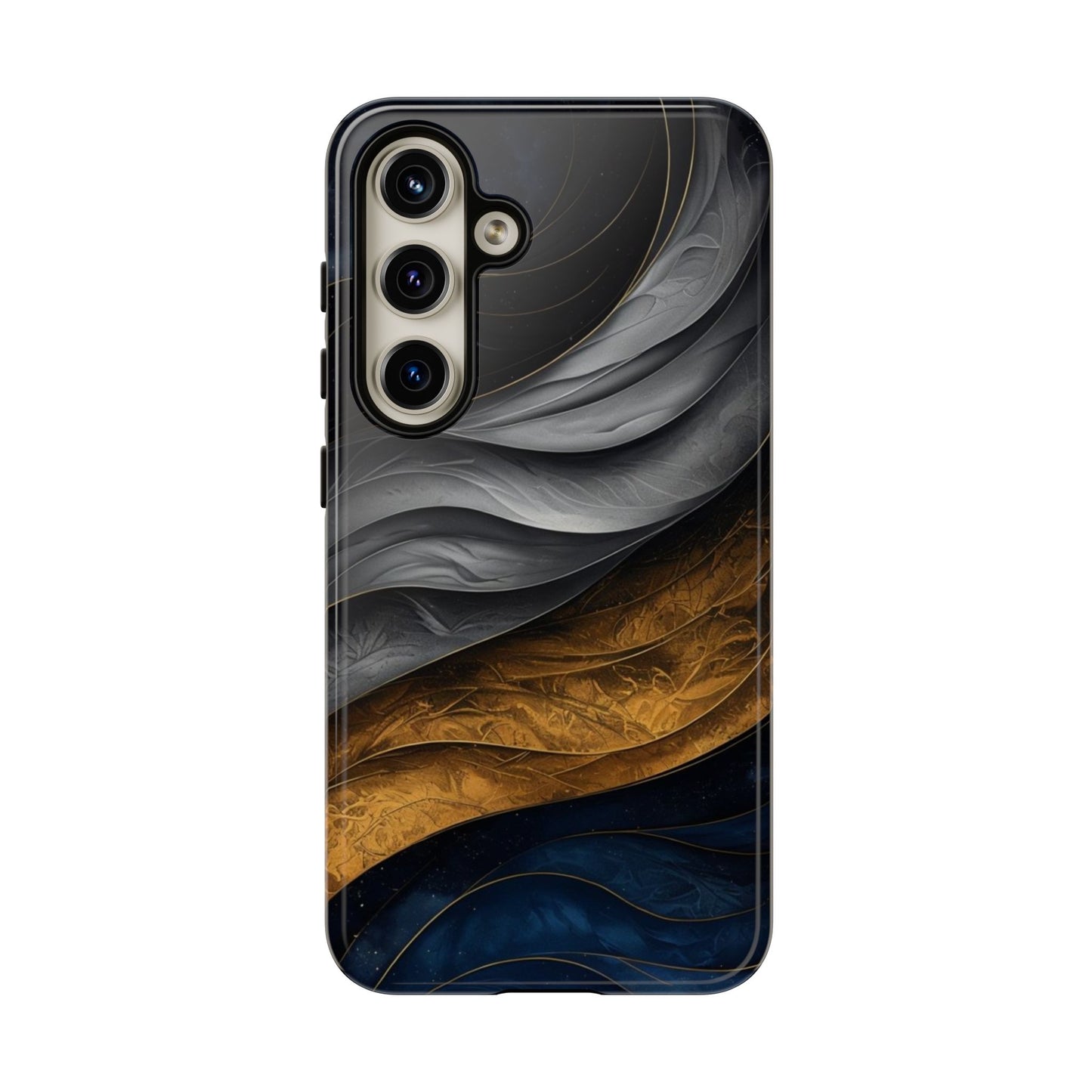 Phone Case Elegant Abstract Marble – Gold, Grey & Navy Design