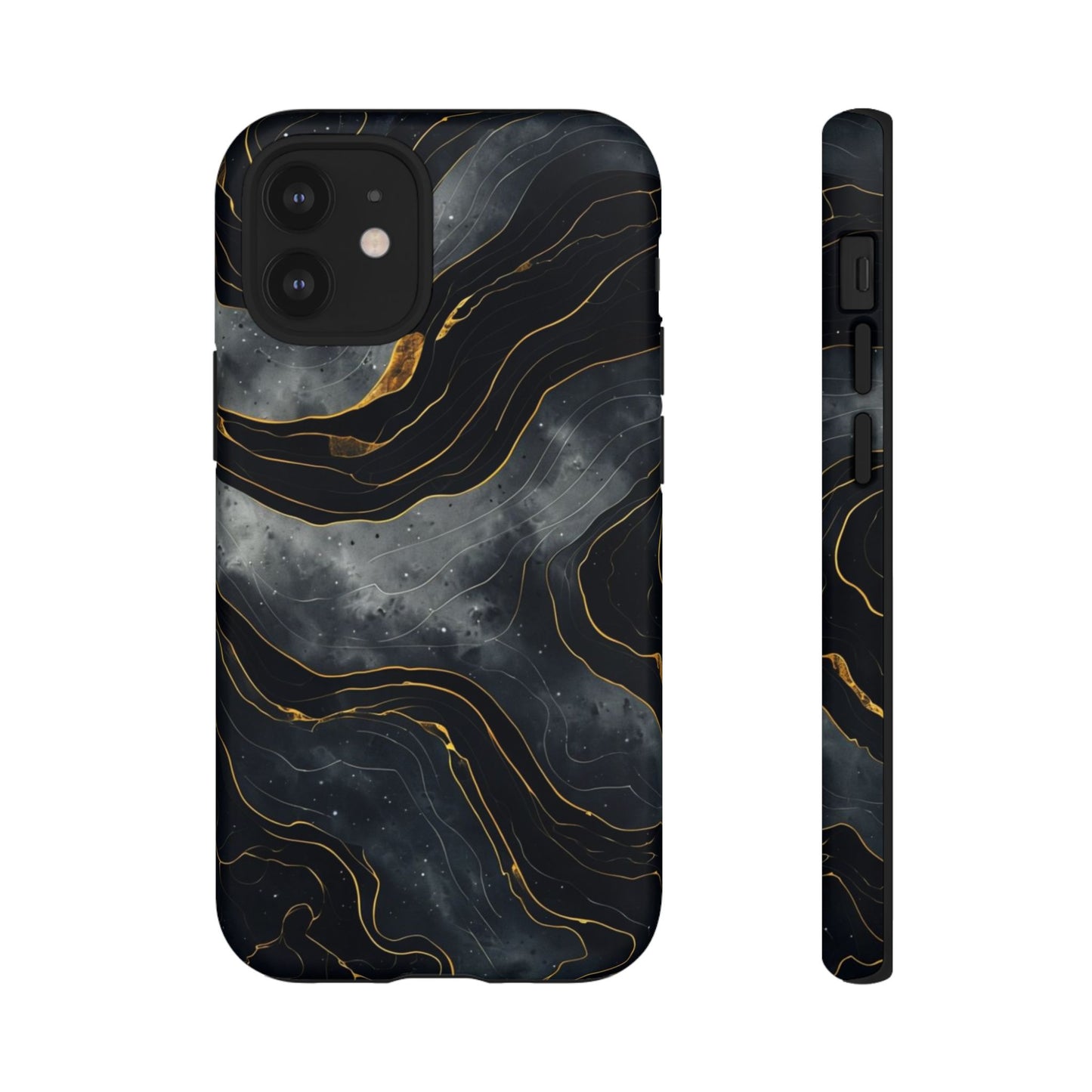 Phone Case Dark Elegance with Gold Accents – Stylish & Protective Cover
