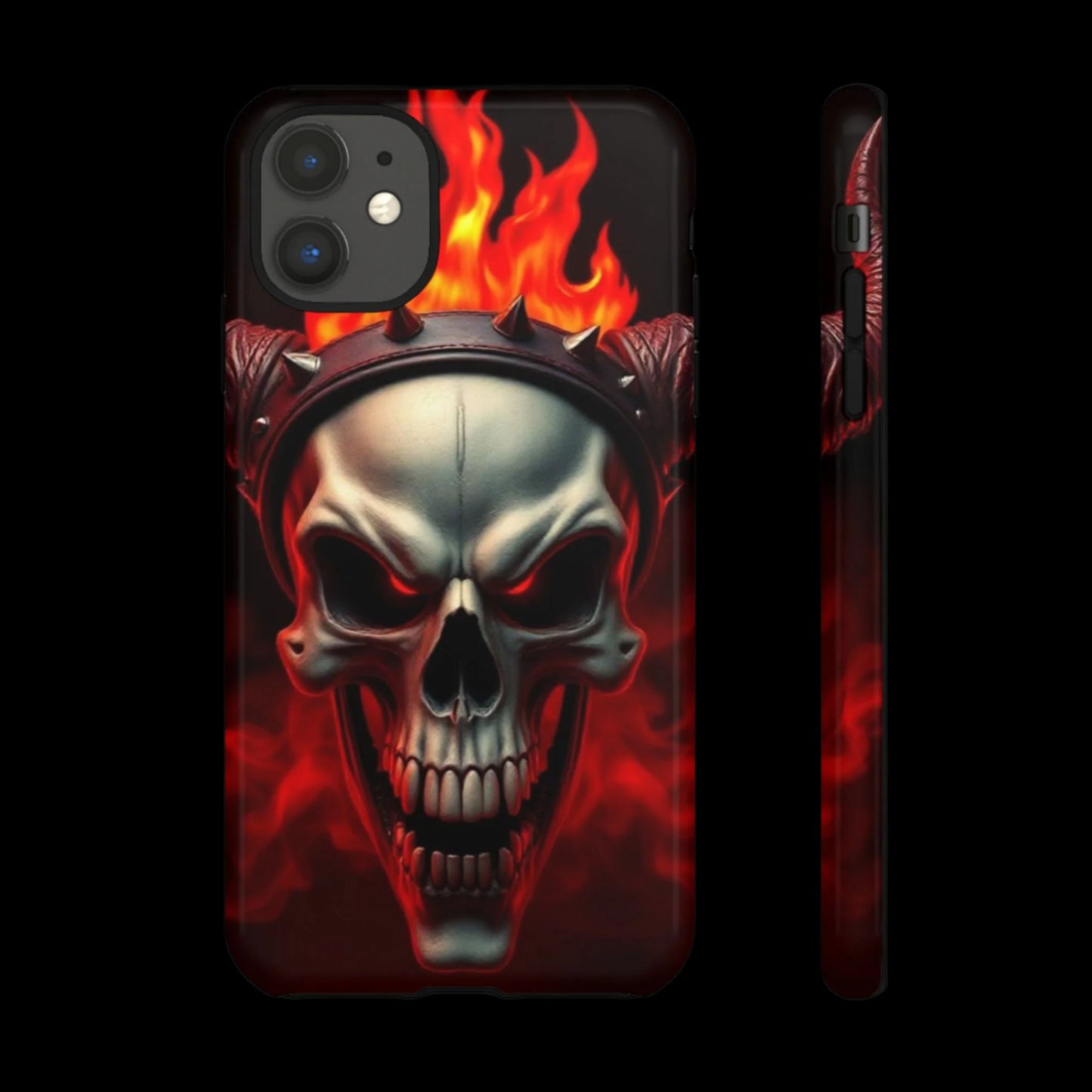 Phone Case Flaming Demon Skull – Horned Skull in Fire - Gothic & Dark Art Cover