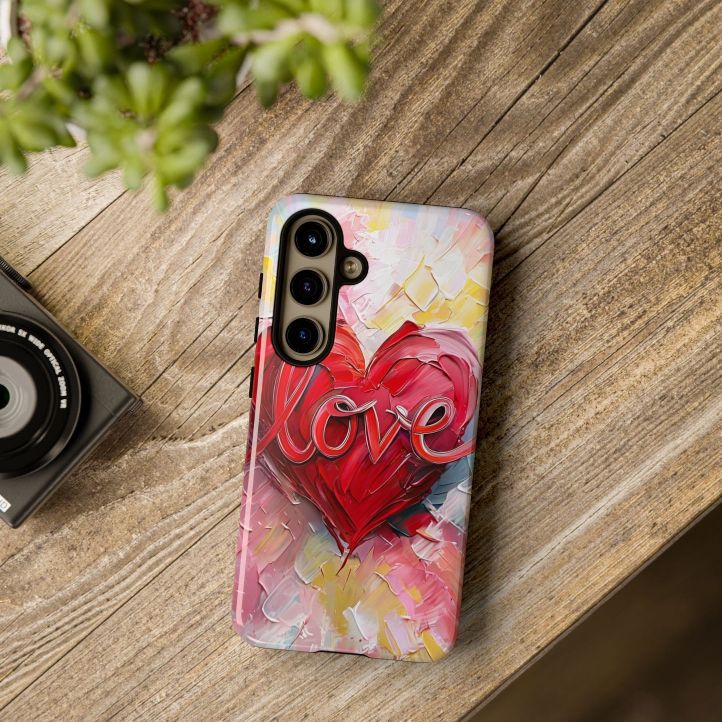 Love Heart Phone Case with Colorful Brush Strokes – Artistic & Romantic Design