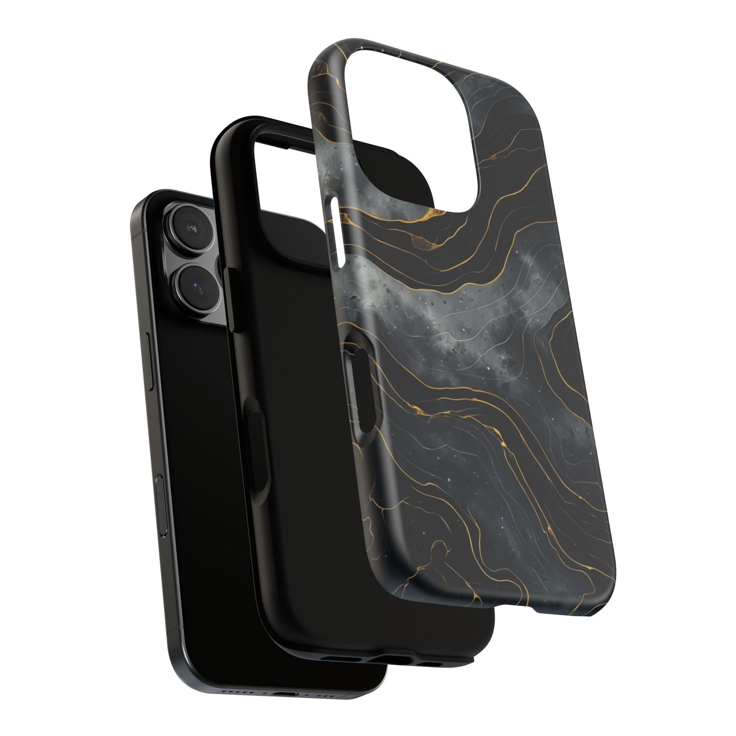 Phone Case Dark Elegance with Gold Accents – Stylish & Protective Cover