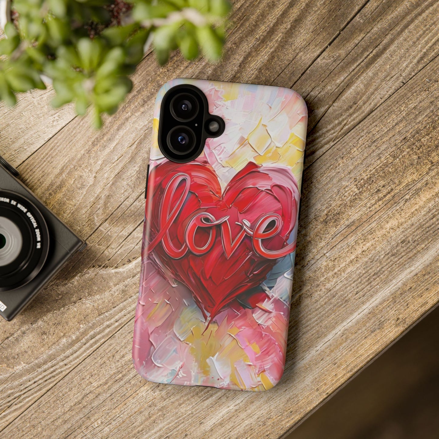 Love Heart Phone Case with Colorful Brush Strokes – Artistic & Romantic Design