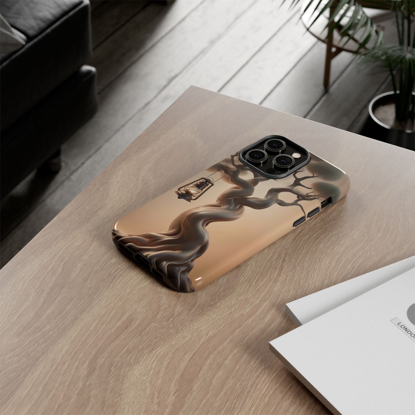 Phone Case Whispers of Hope – Elegant Tree & Lantern - Unique Nature-Inspired Design