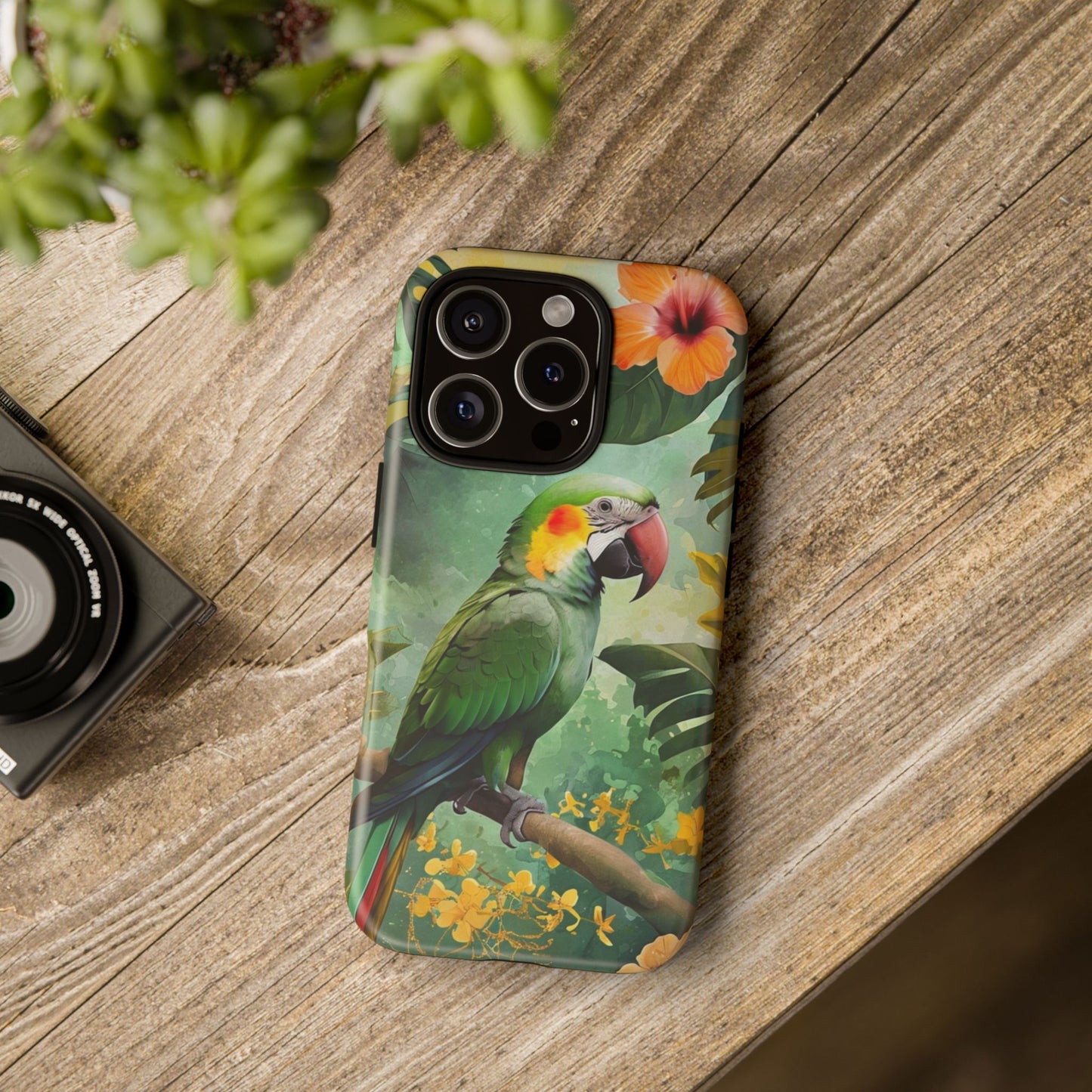 Phone Case Parrot – Vibrant Tropical Bird Art - Dual-Layer Shockproof Protection