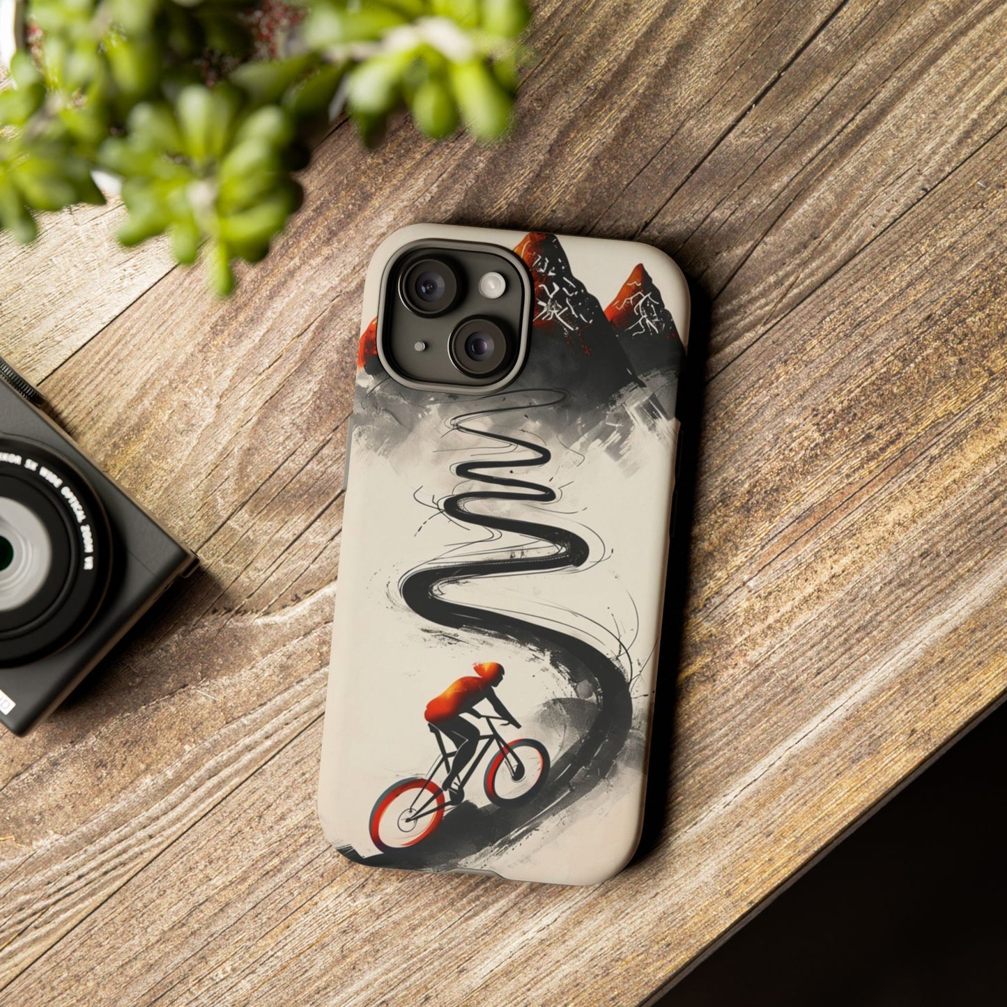 Phone Case Cyclist Climbing Mountain Road – Outdoor Adventure Protective Cover