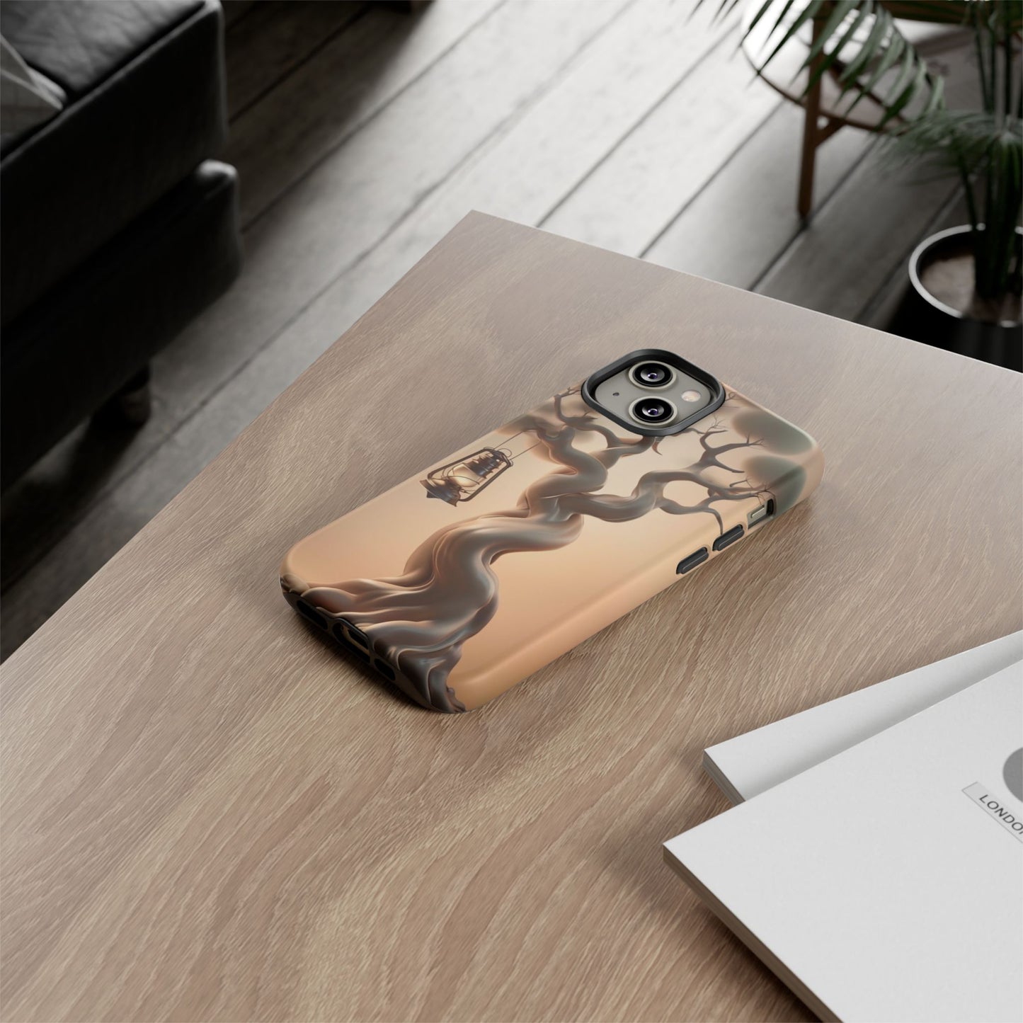 Phone Case Whispers of Hope – Elegant Tree & Lantern - Unique Nature-Inspired Design