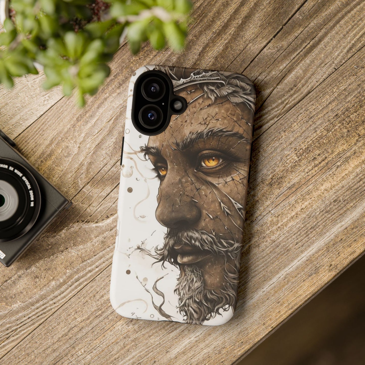 Phone Case Mystical Deity Portrait with Powerful Serene Expression and Ethereal Hues