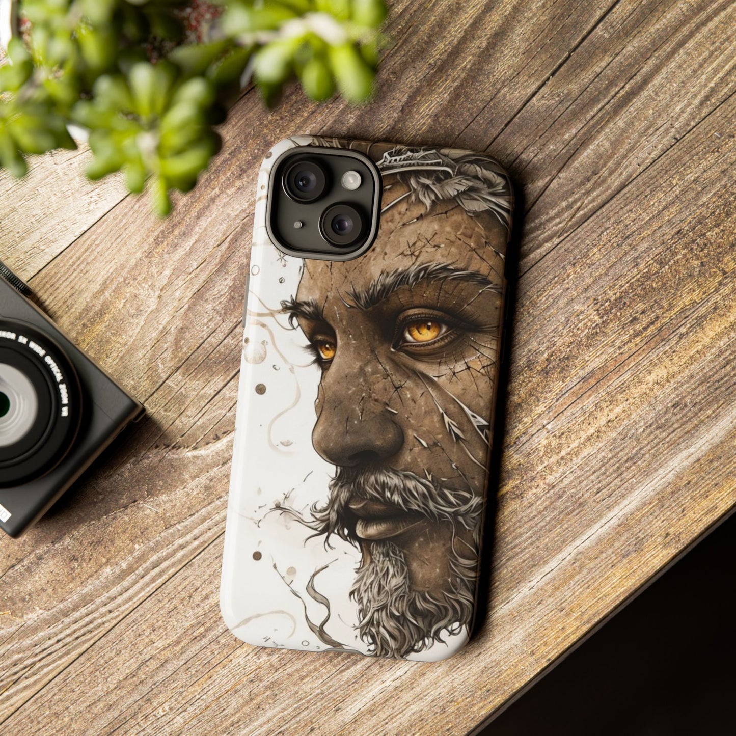 Phone Case Mystical Deity Portrait with Powerful Serene Expression and Ethereal Hues
