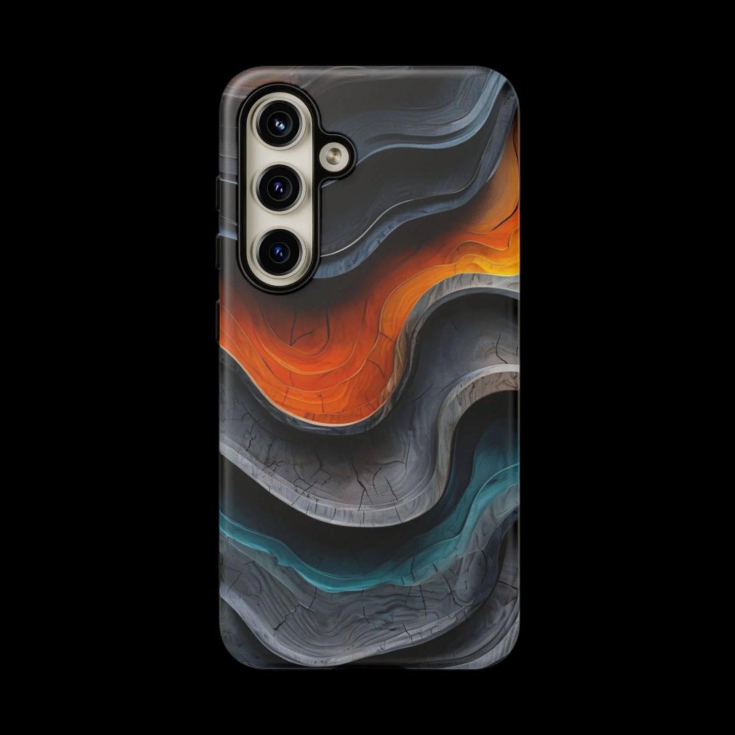 Phone Case Abstract Wave – Aesthetic Orange Teal Black Cover – Case Gift