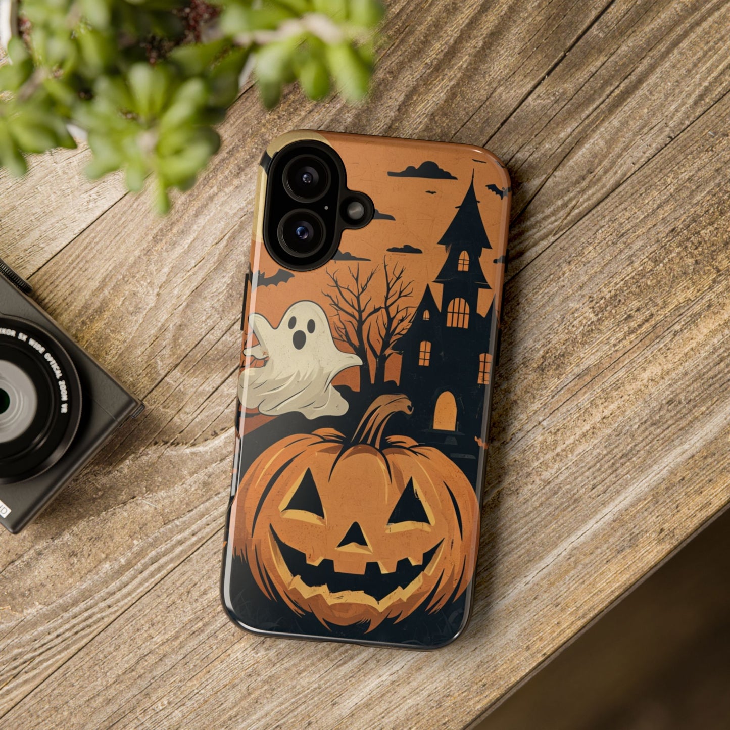 Halloween Ghost and Jack-O'-Lantern Phone Case – Spooky Season Protective Cover