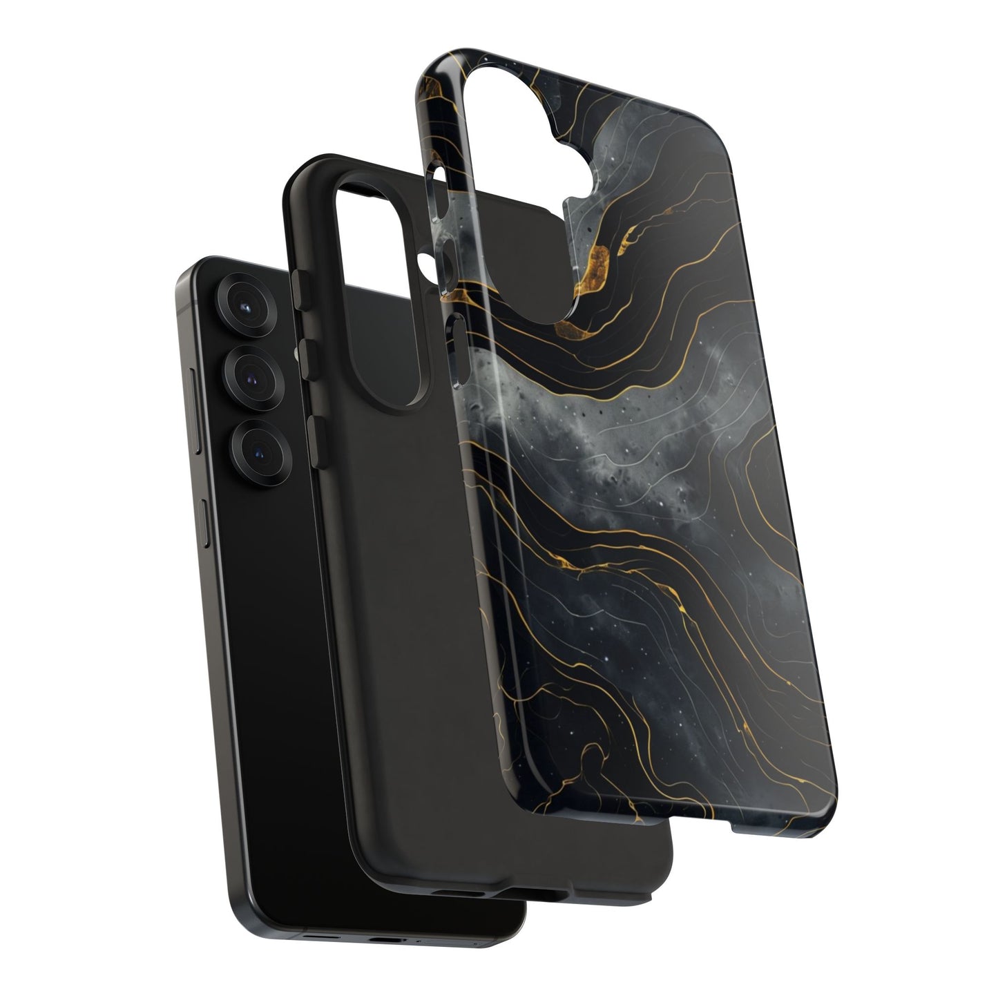 Phone Case Dark Elegance with Gold Accents – Stylish & Protective Cover