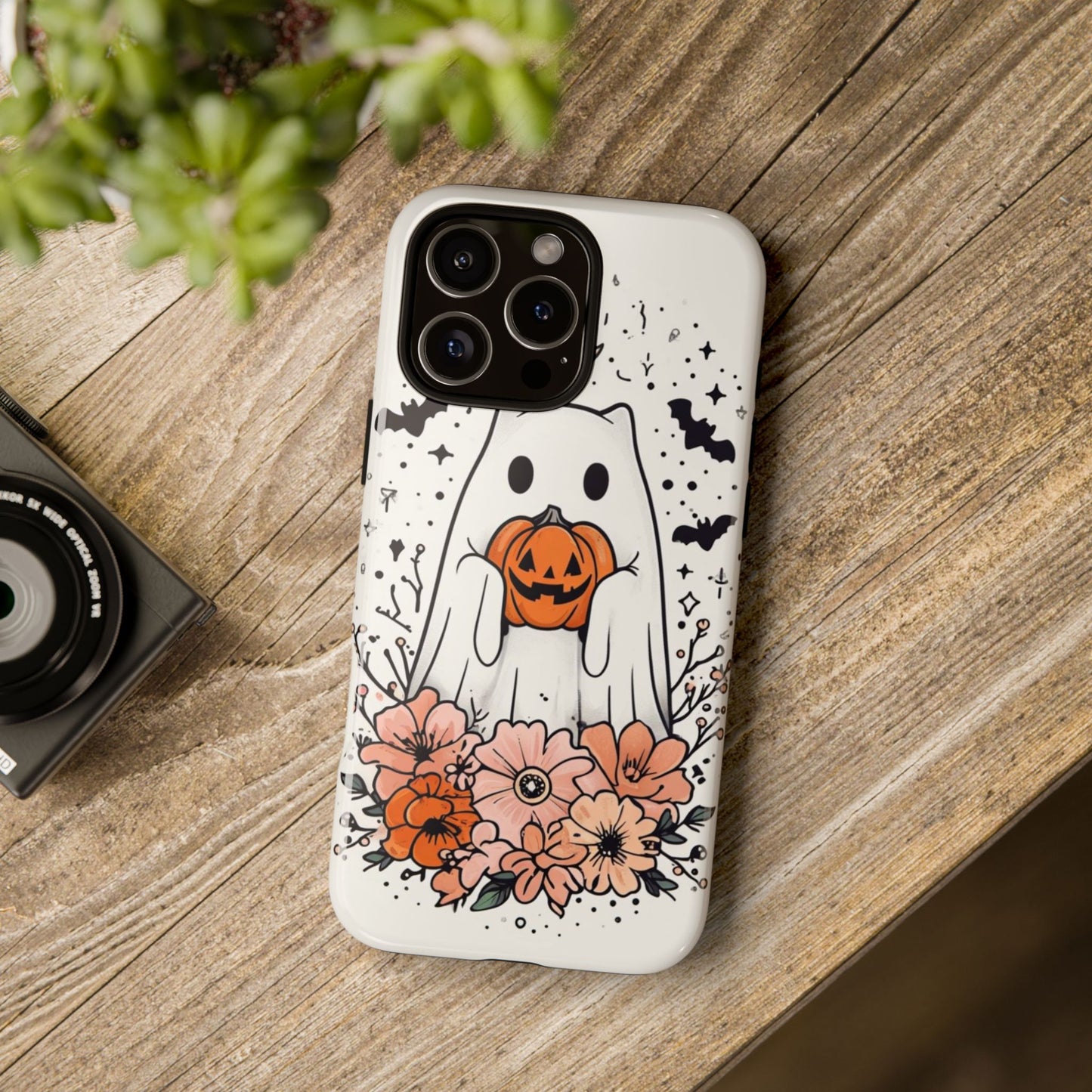 Halloween Phone Case with Ghost and Jack-O'-Lantern Design for Spooky Festive Style