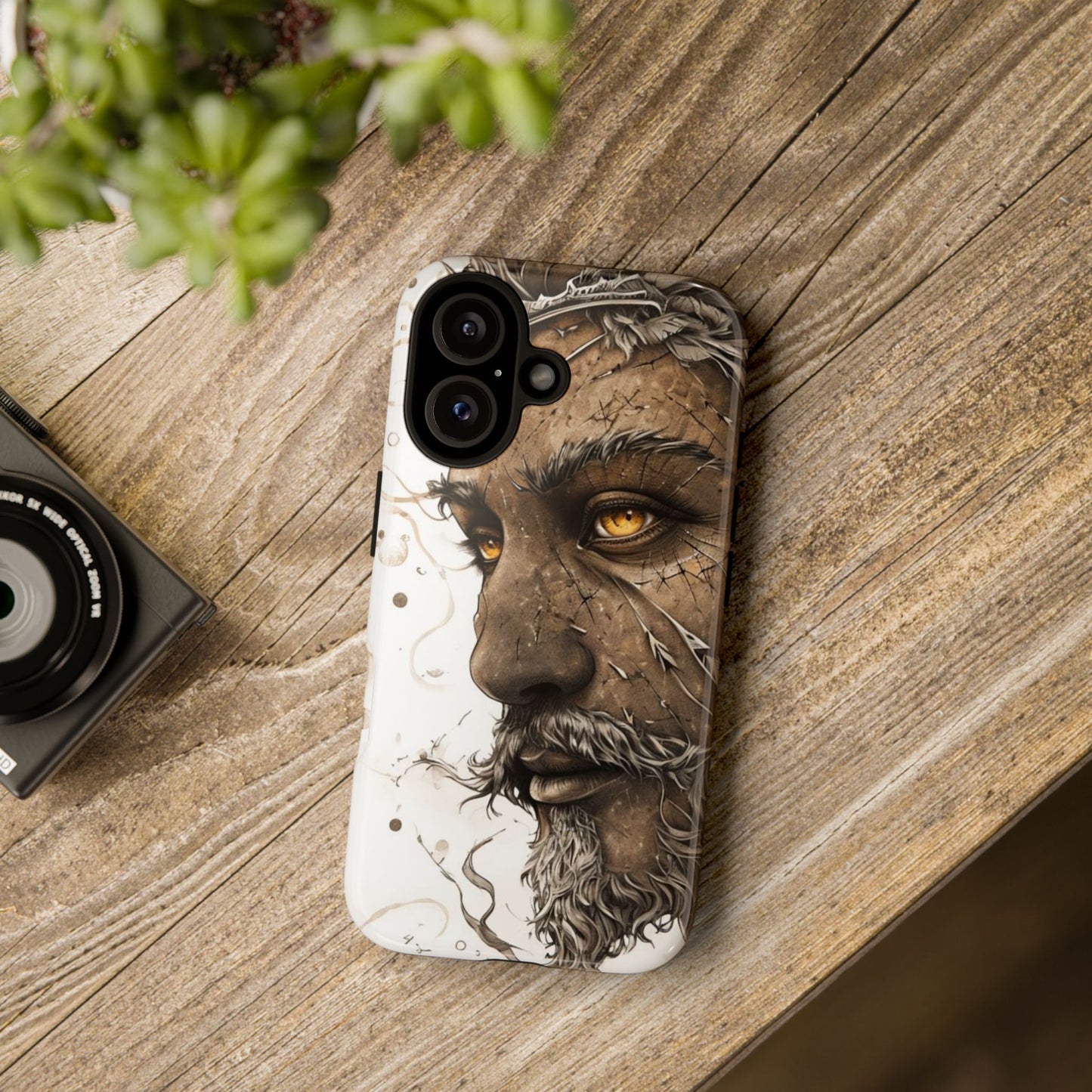 Phone Case Mystical Deity Portrait with Powerful Serene Expression and Ethereal Hues