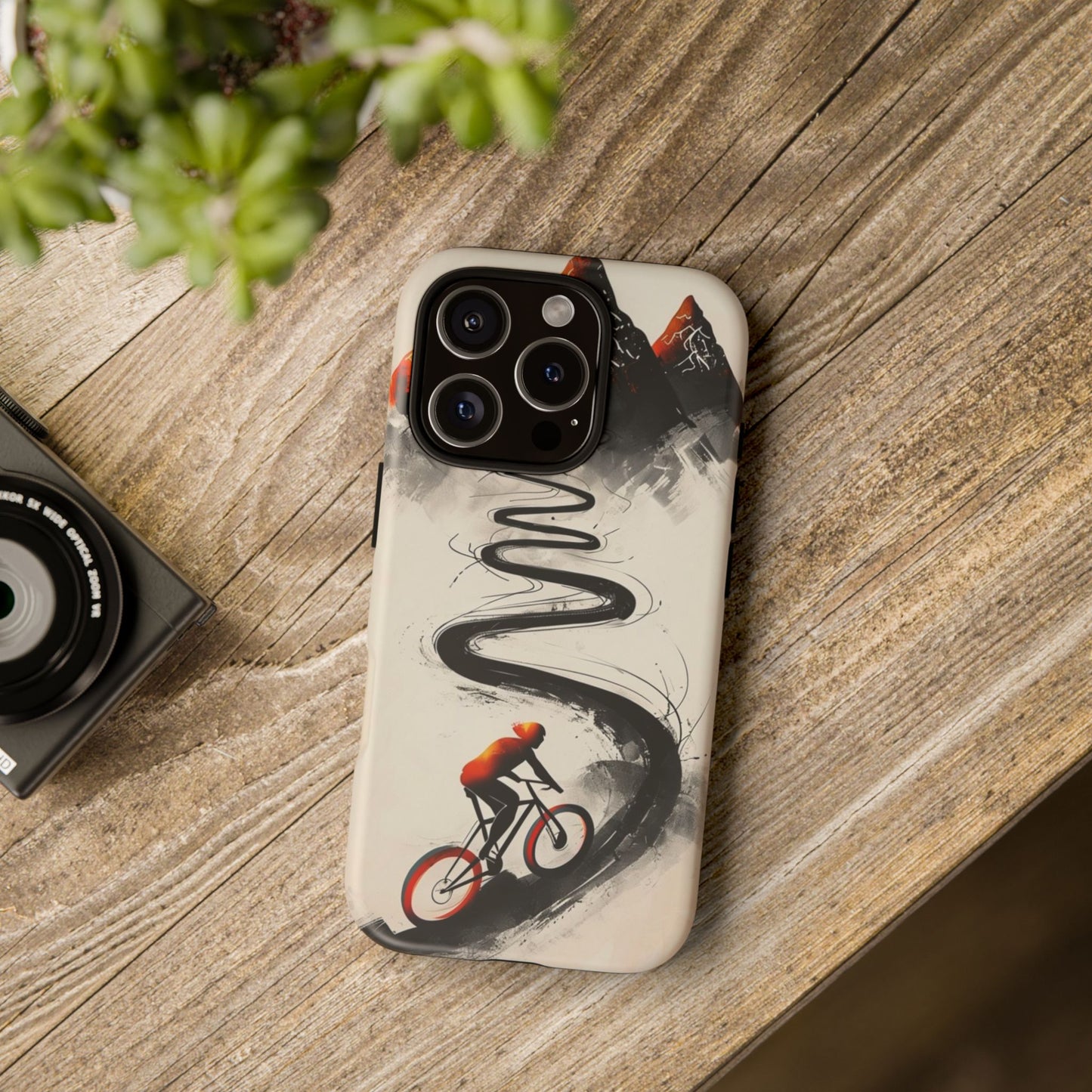 Phone Case Cyclist Climbing Mountain Road – Outdoor Adventure Protective Cover