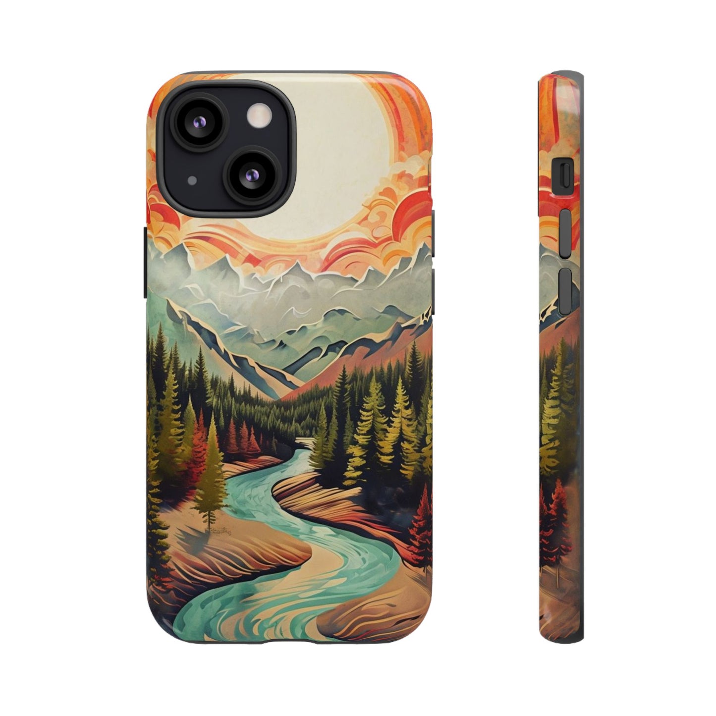 Phone Case Nature – Colorful Mountain Landscape Phone Cover – Artistic Wilderness Design