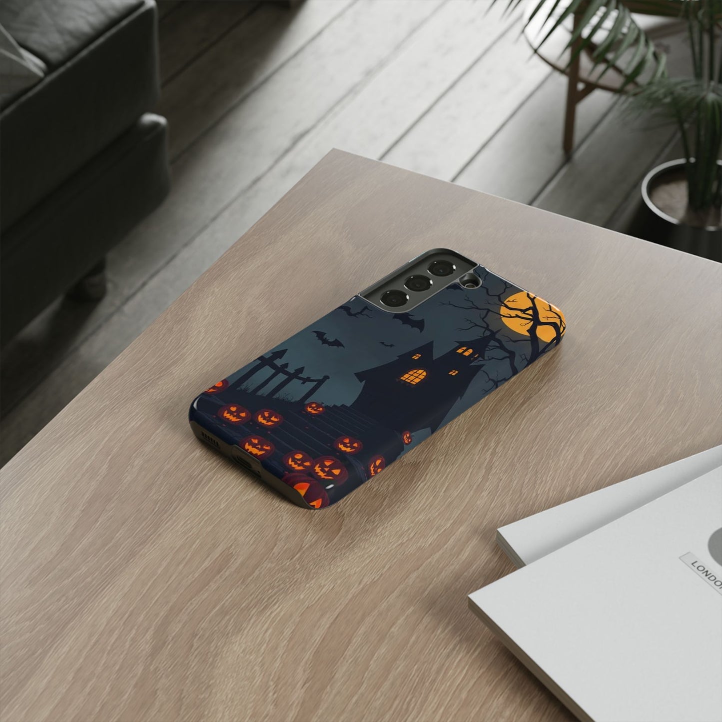 Halloween Haunted House & Jack-o'-Lantern Phone Case – Spooky Fall Phone Accessory