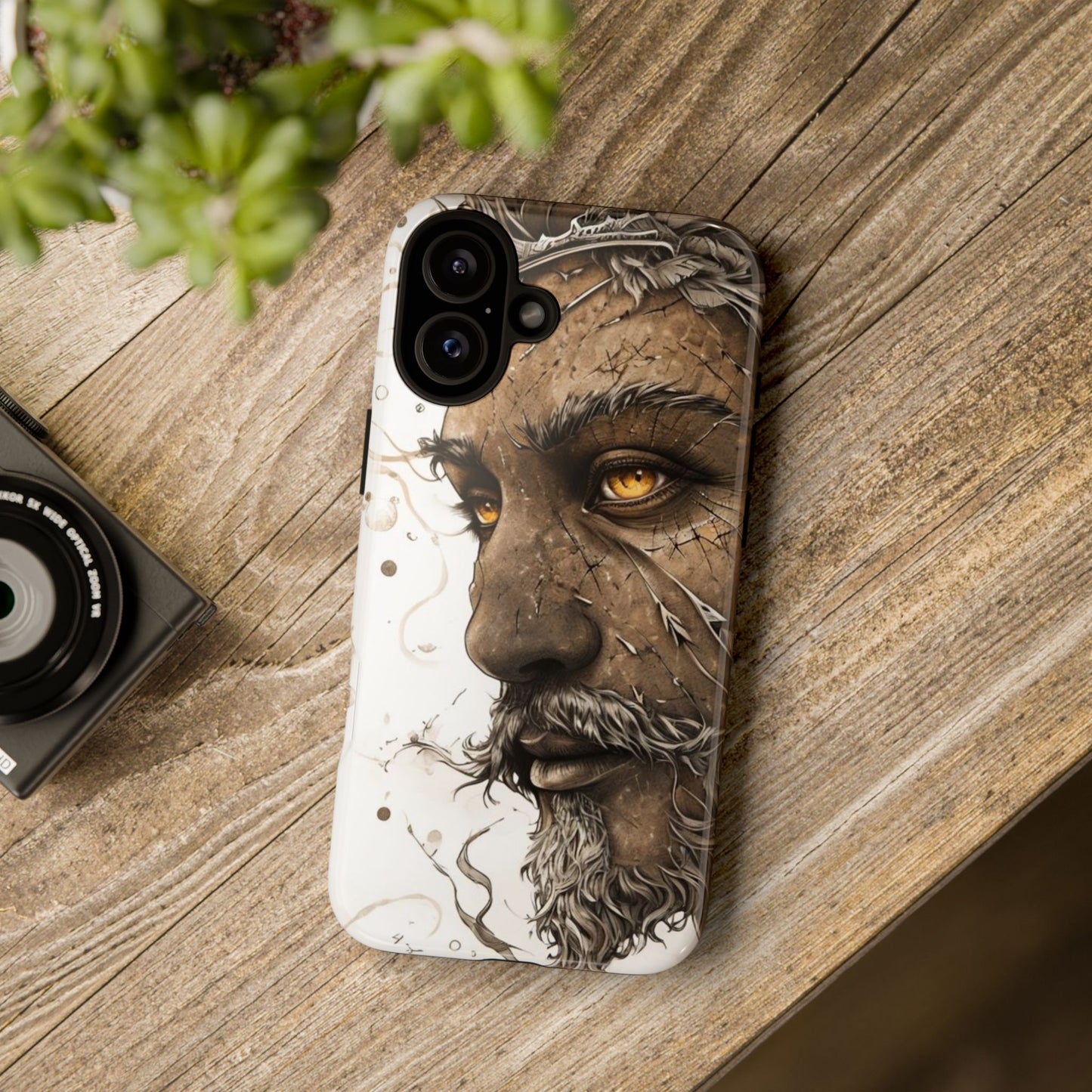 Phone Case Mystical Deity Portrait with Powerful Serene Expression and Ethereal Hues