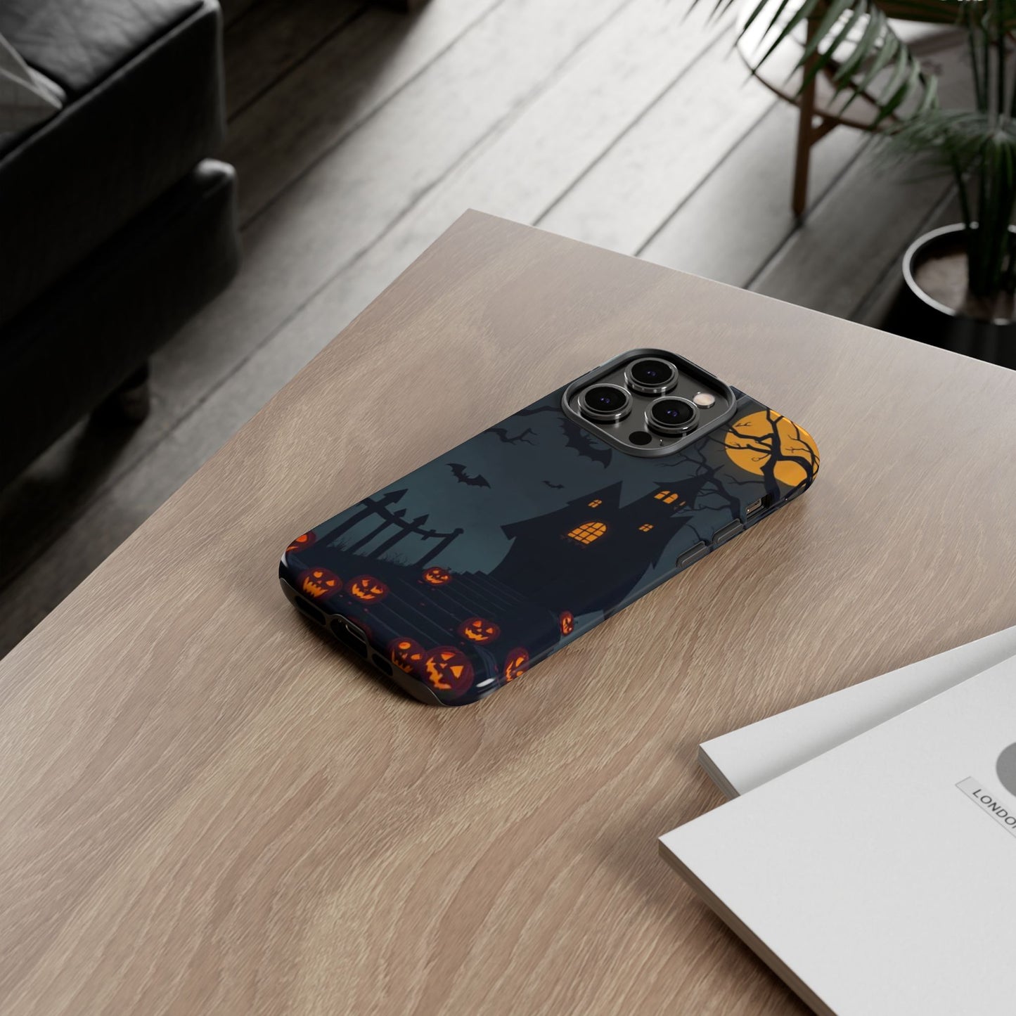 Halloween Haunted House & Jack-o'-Lantern Phone Case – Spooky Fall Phone Accessory