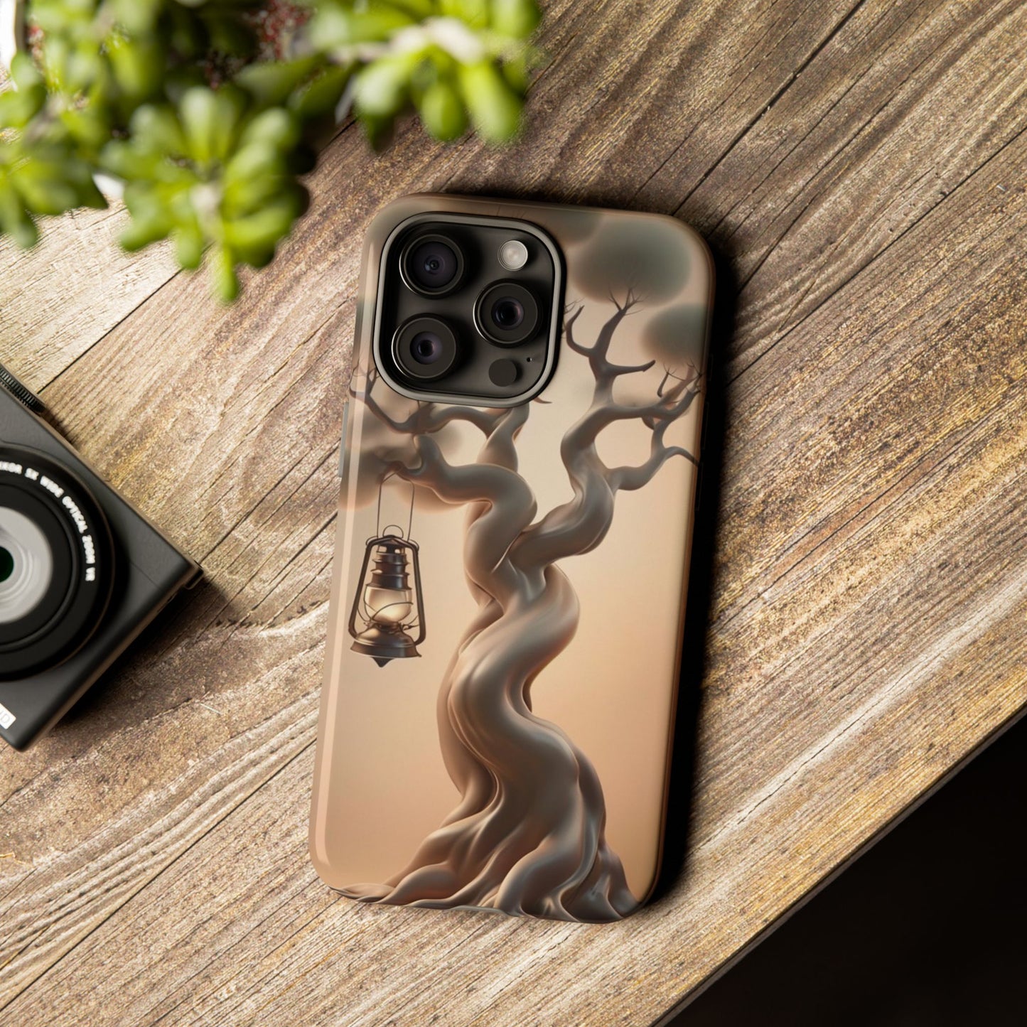 Phone Case Whispers of Hope – Elegant Tree & Lantern - Unique Nature-Inspired Design