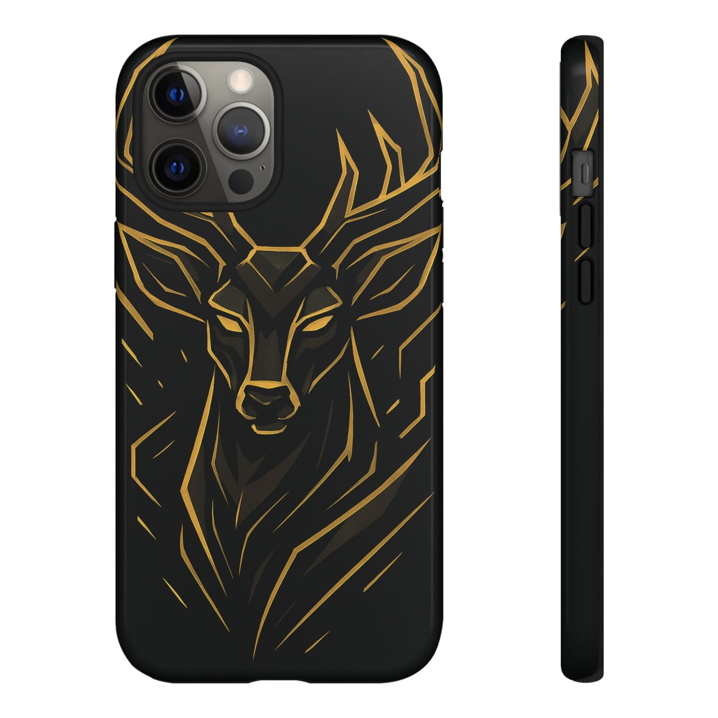 Phone Case with Black and Gold Deer Design – Elegant & Sophisticated Style