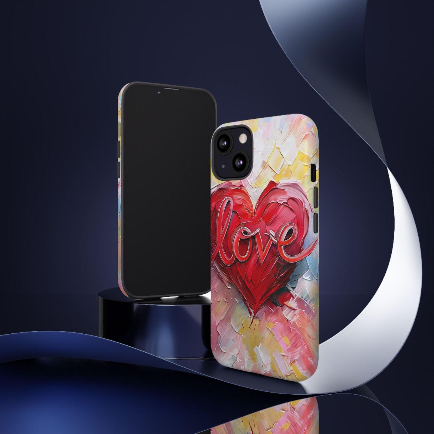 Love Heart Phone Case with Colorful Brush Strokes – Artistic & Romantic Design