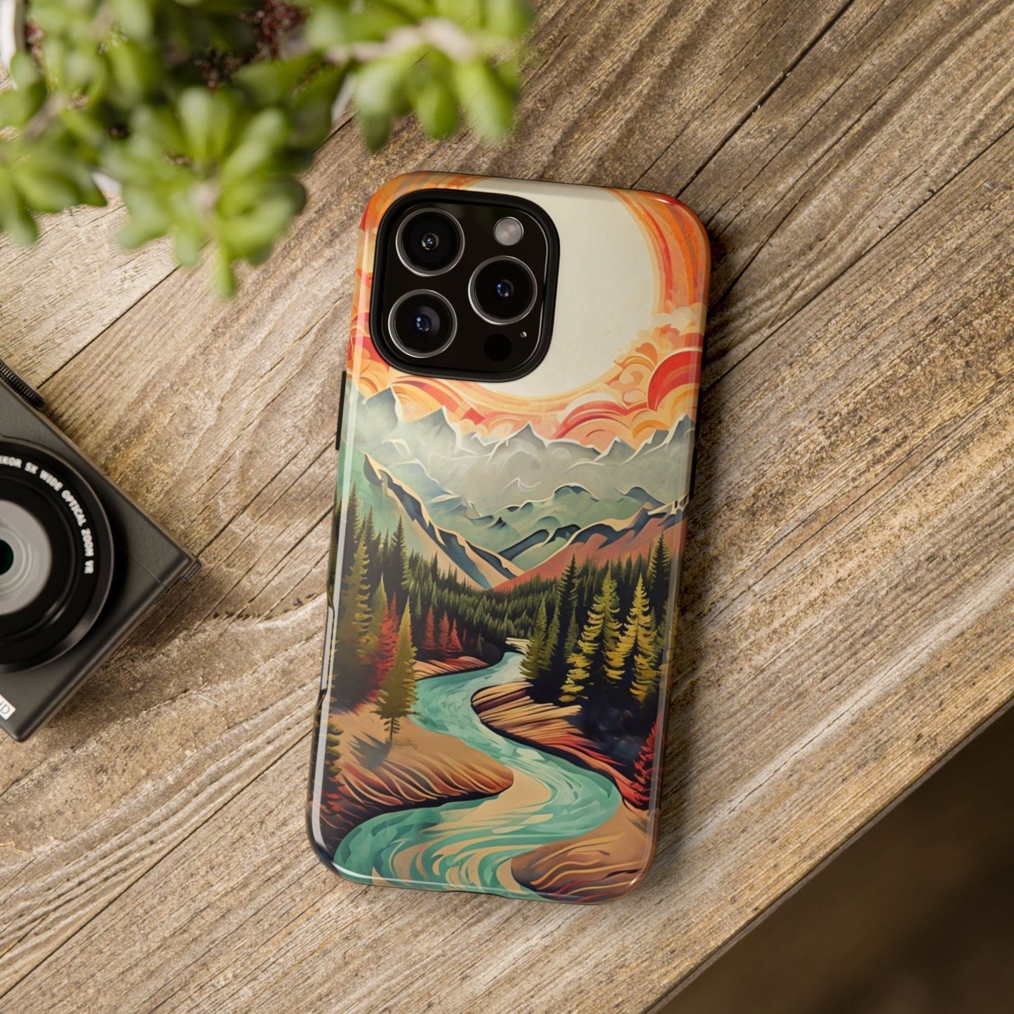 Phone Case Nature – Colorful Mountain Landscape Phone Cover – Artistic Wilderness Design