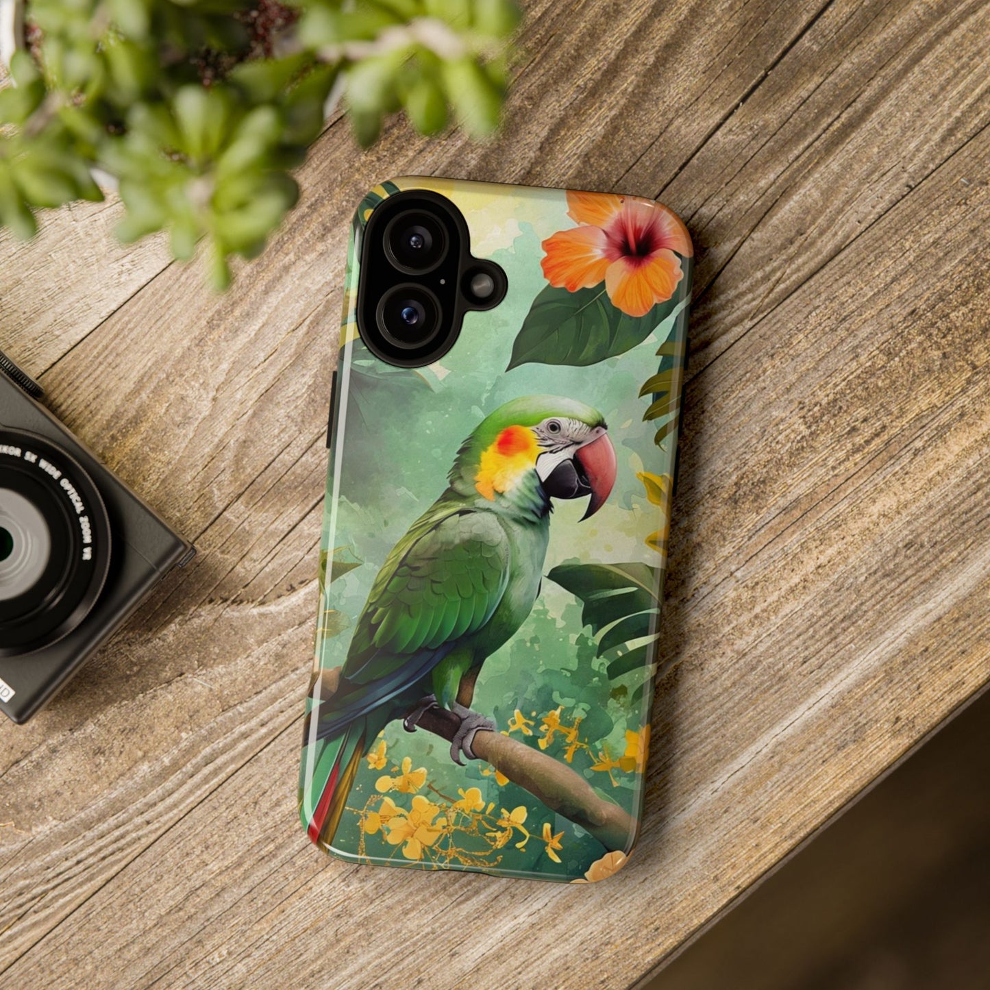 Phone Case Parrot – Vibrant Tropical Bird Art - Dual-Layer Shockproof Protection