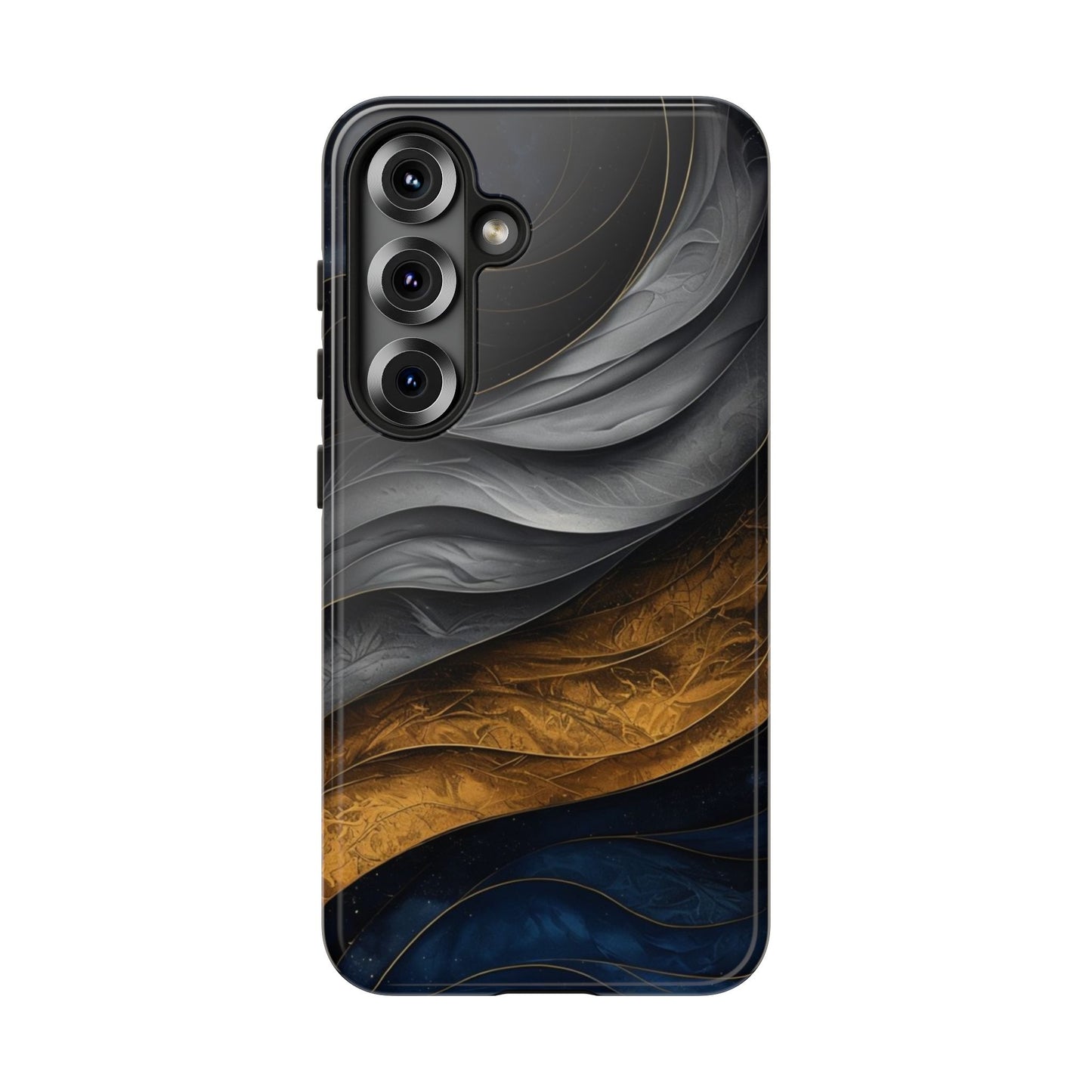 Phone Case Elegant Abstract Marble – Gold, Grey & Navy Design